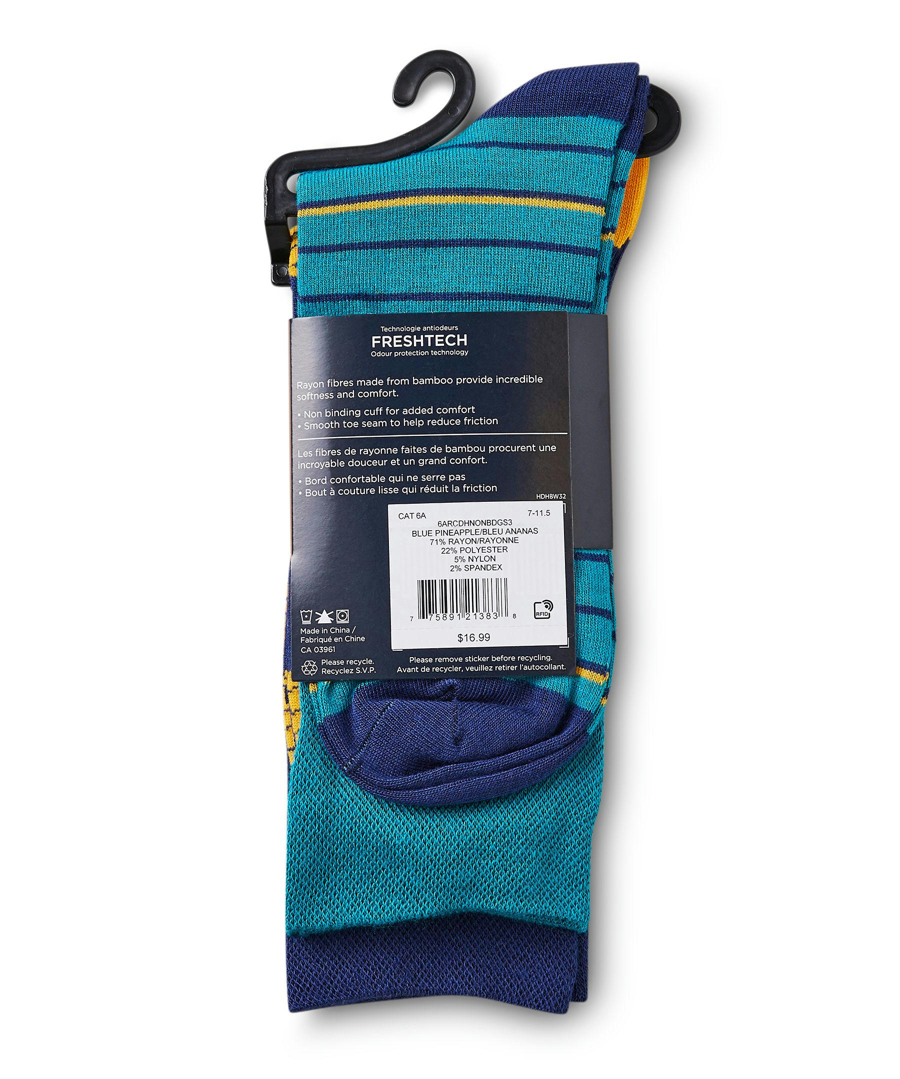 Men's 2 Pack FRESHTECH Non-Binding Novelty Socks