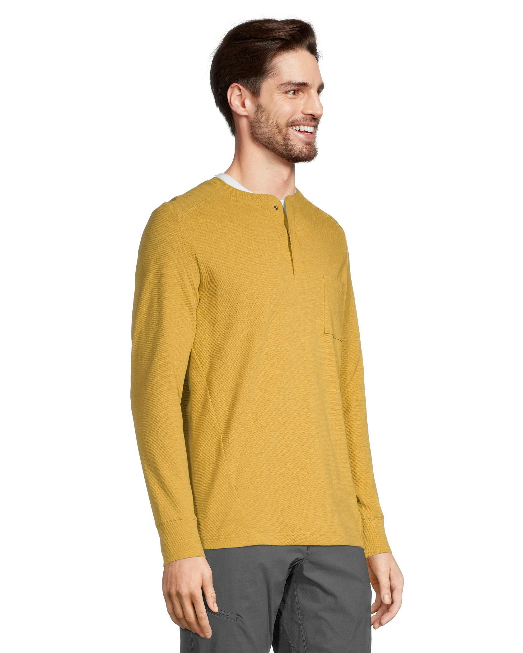 WindRiver Men's Birdseye Long Sleeve Comfort Dry Henley Shirt