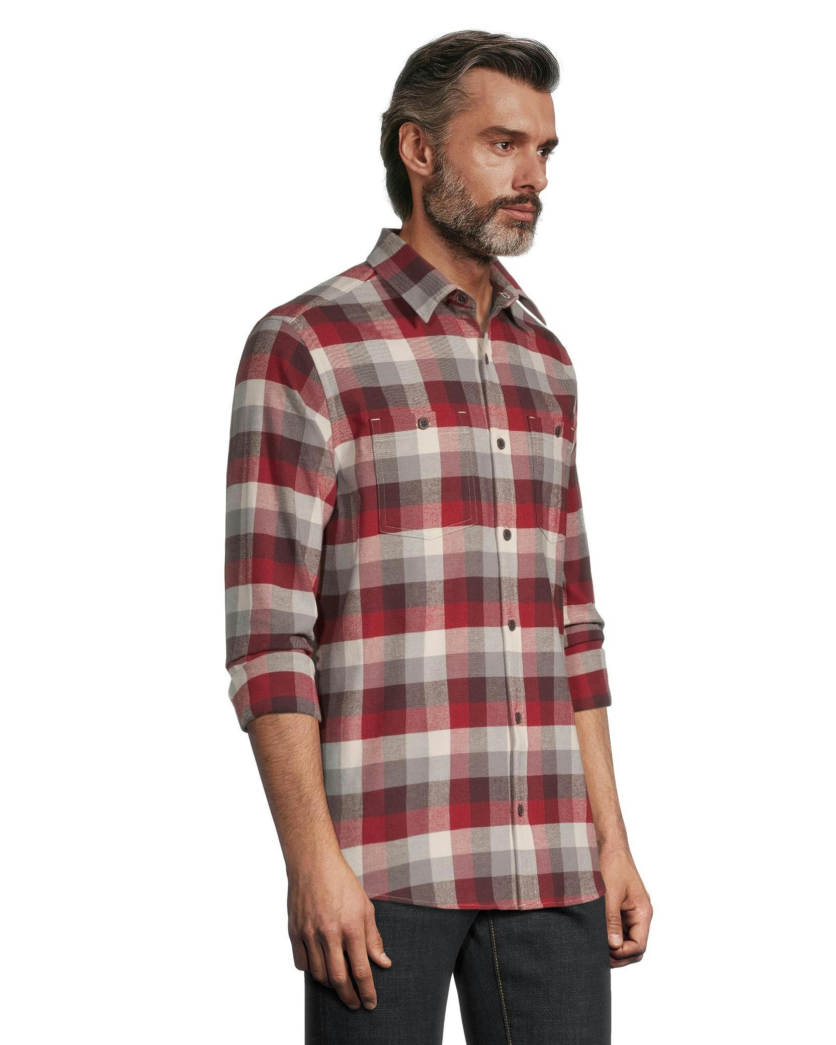 WindRiver Men's Stretch Regular Fit Basic Flannel Shirt
