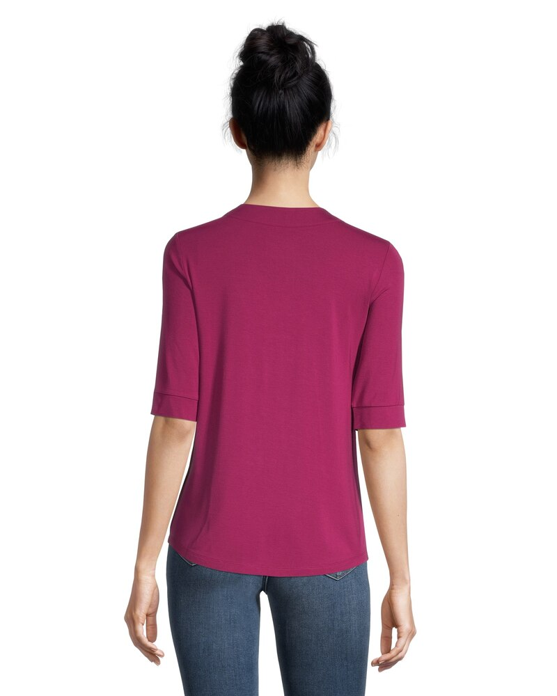 Denver Hayes Women's Pleat Detail Relaxed Fit V-Neck Top