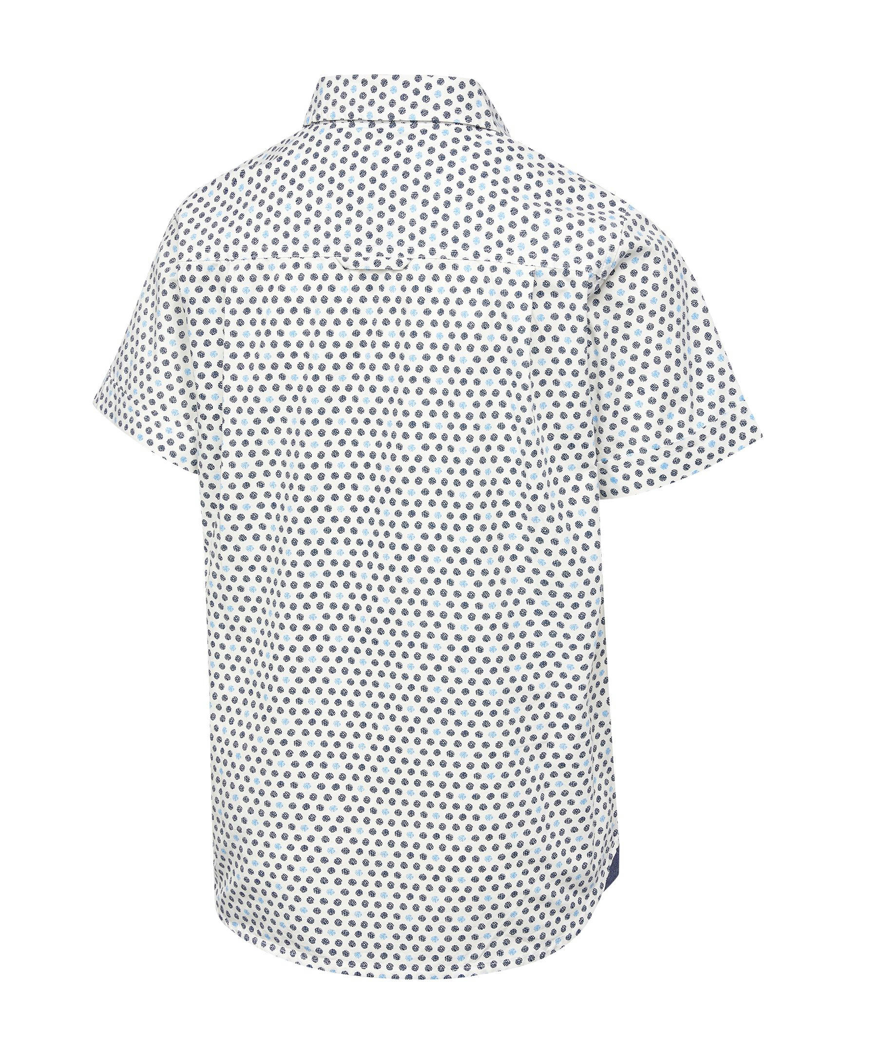 Silver Kids' Unisex Polka Dot All Over Print Short Sleeve Woven Shirt