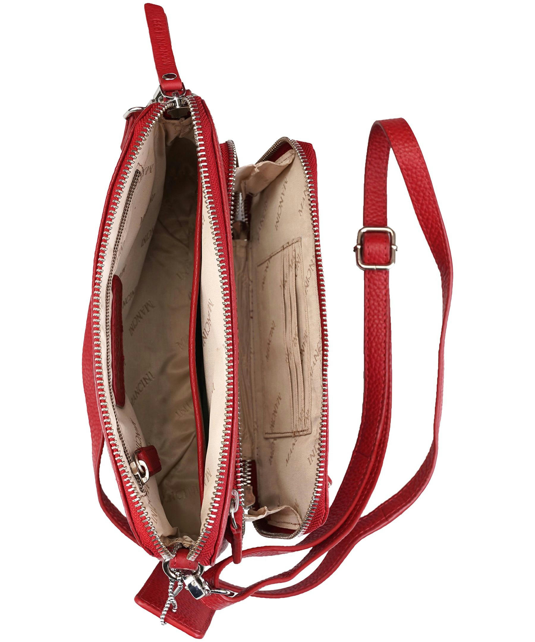 Mancini Leather Goods Women's Pebelled Valerie Small Crossbody Bag