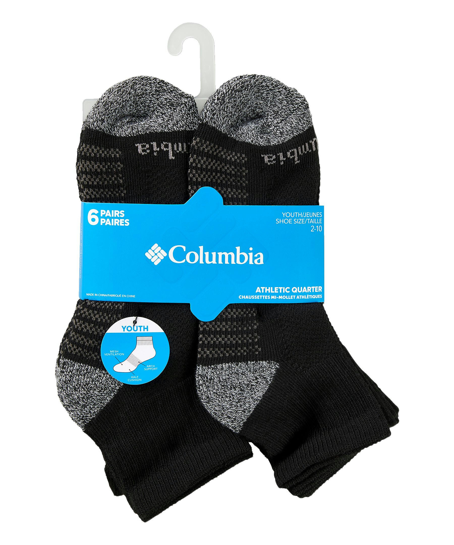 Columbia Kids' Unisex 6 Pack Quarter Socks
