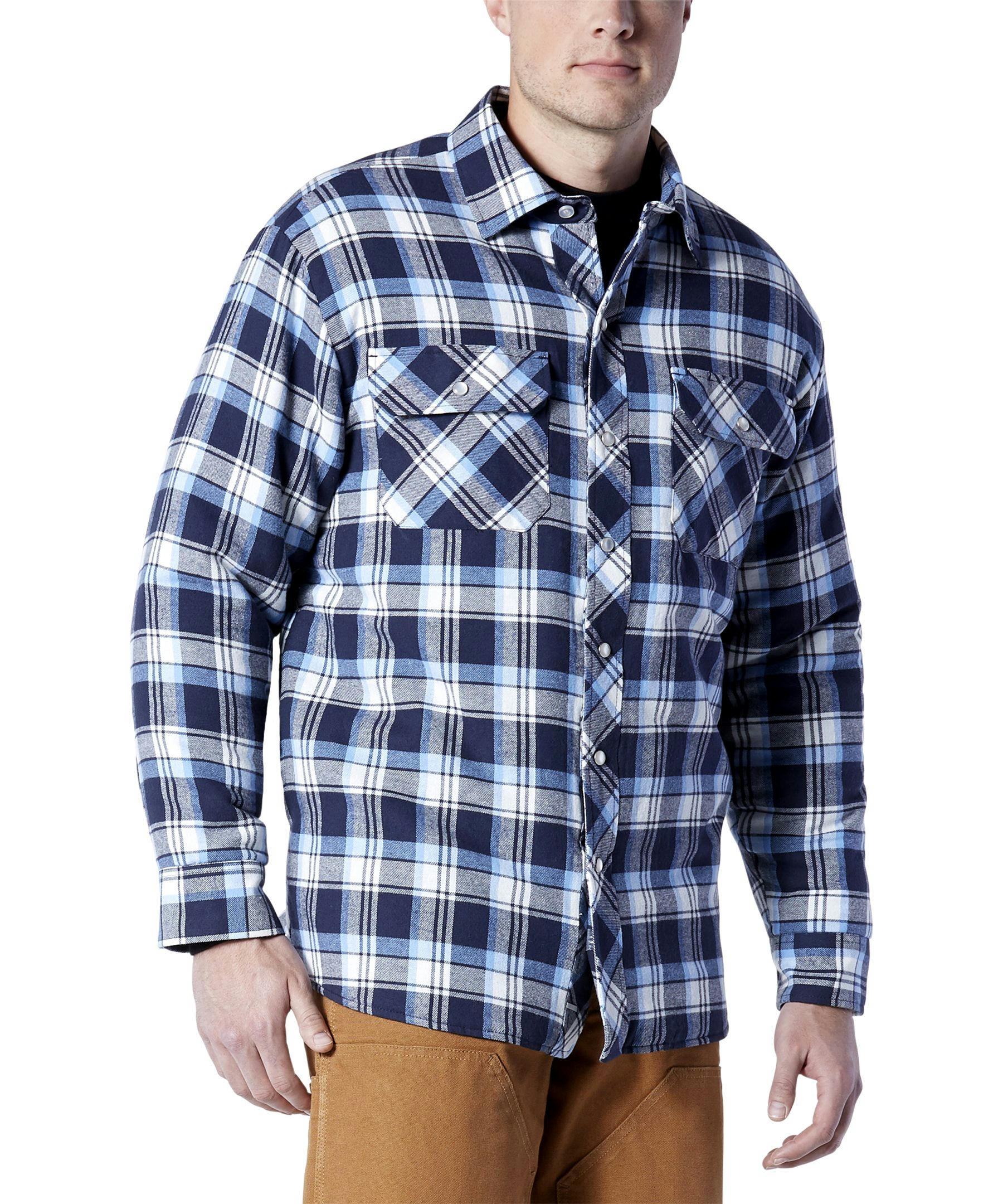 Aggressor Men's Snap-Front Insulated Quilted Flannel Work Shirt