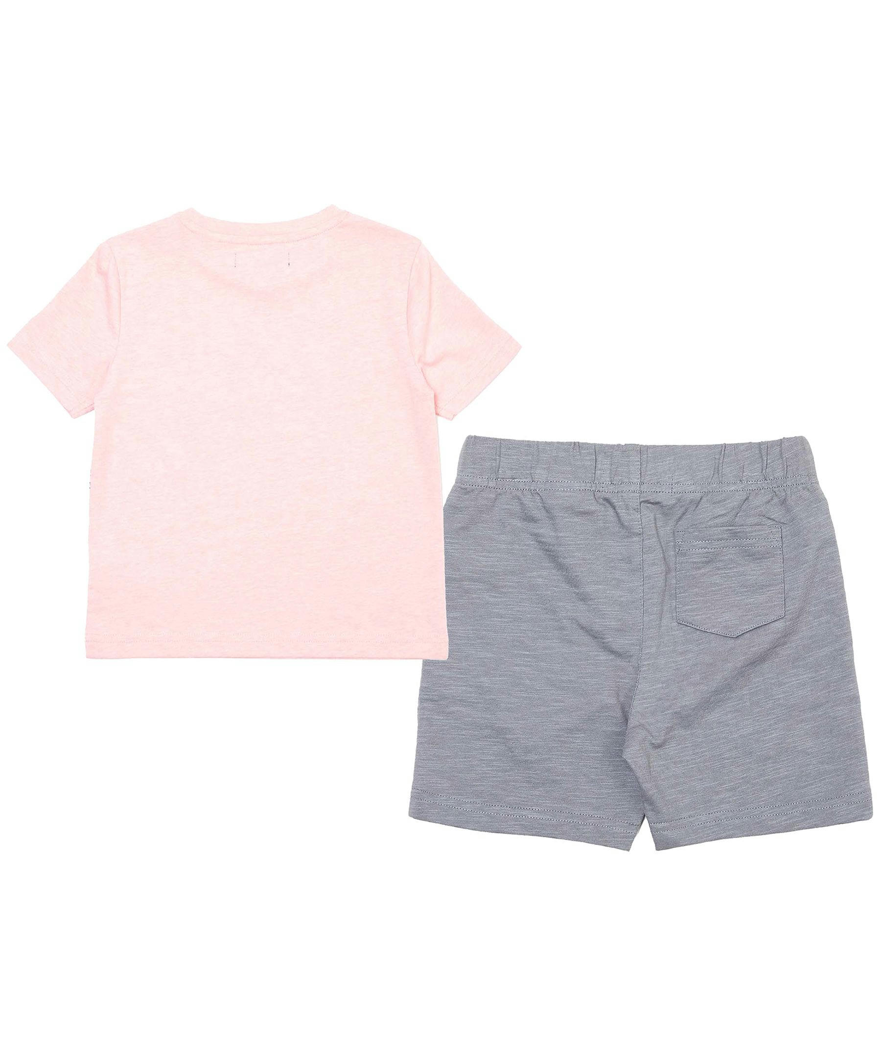 Silver Kids' Short Sleeve Crew Tee With Pull On Shorts Set