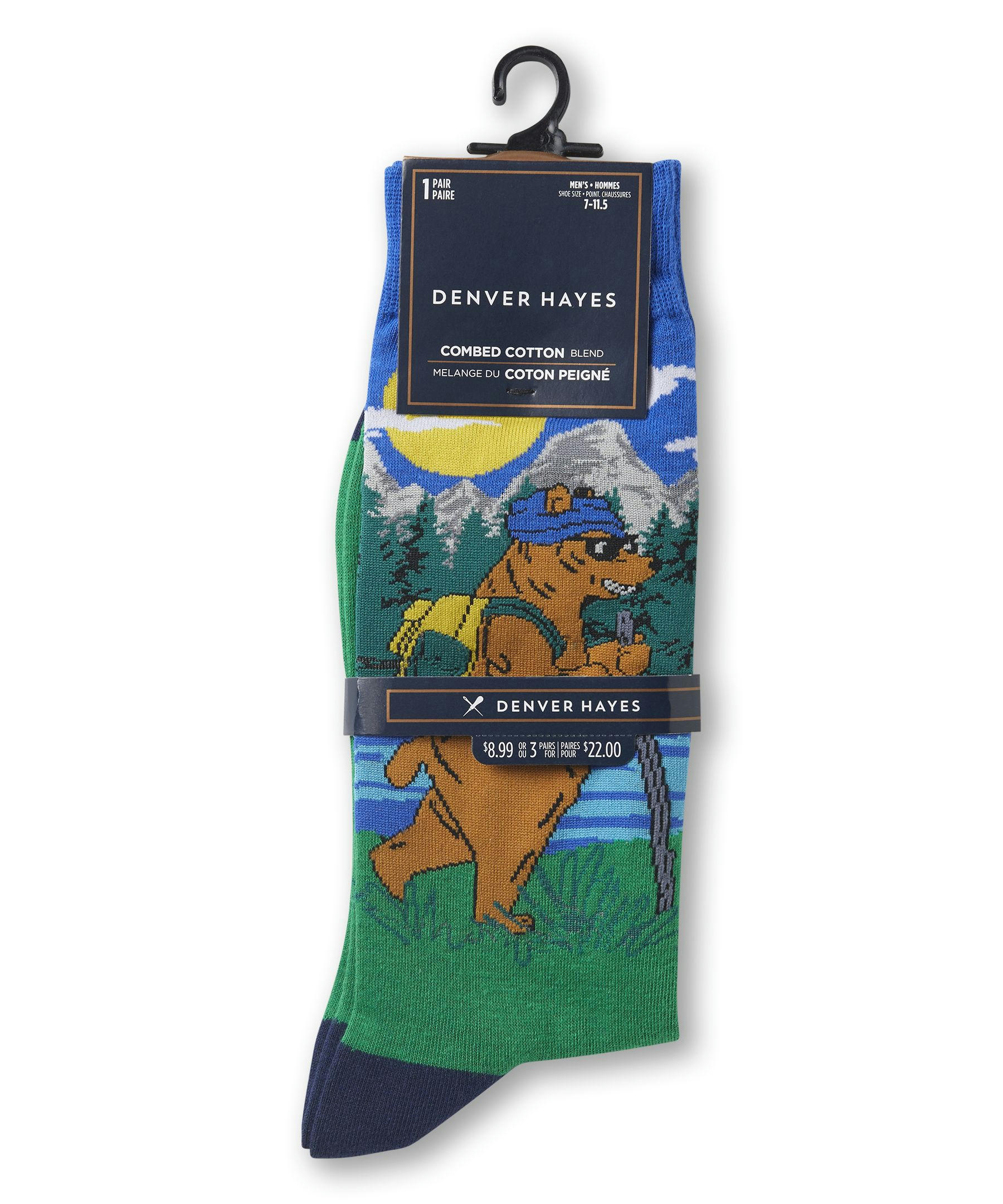 Denver Hayes Men's FRESHTECH® Camping Pattern Casual Crew Socks