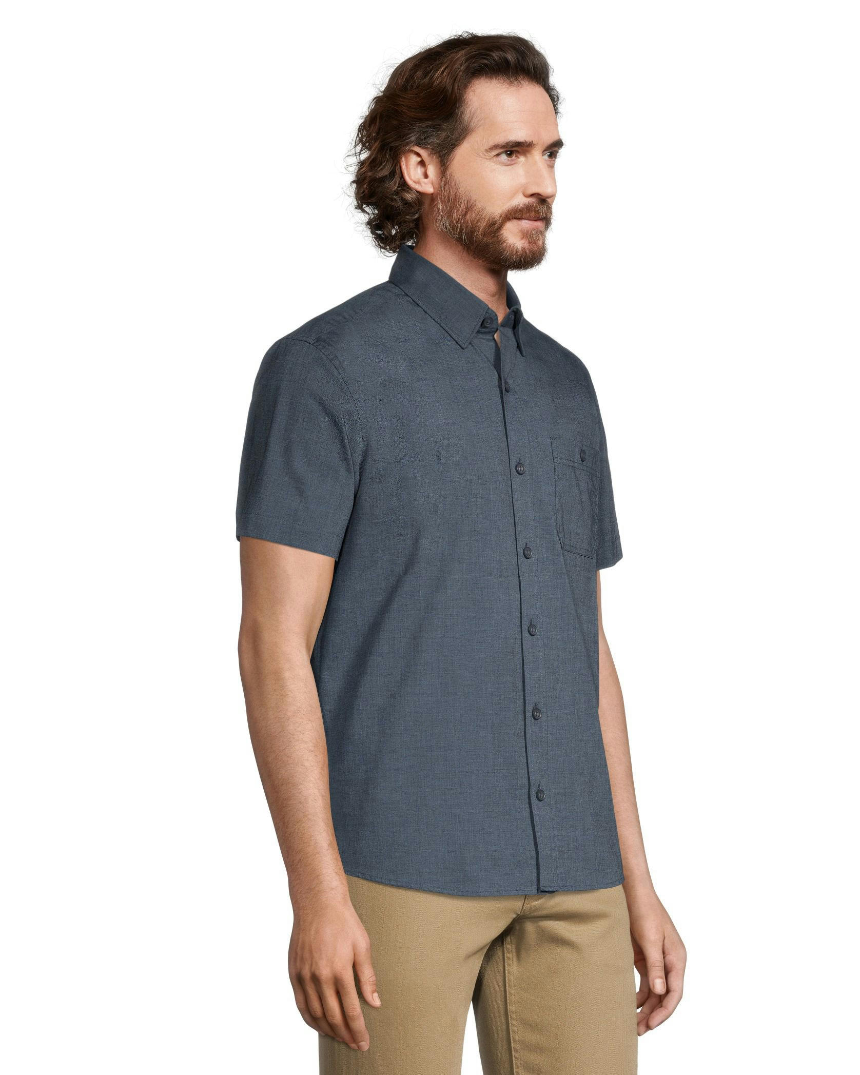 Denver Hayes Men's Premium End on End Modern Fit Short Sleeve Shirt