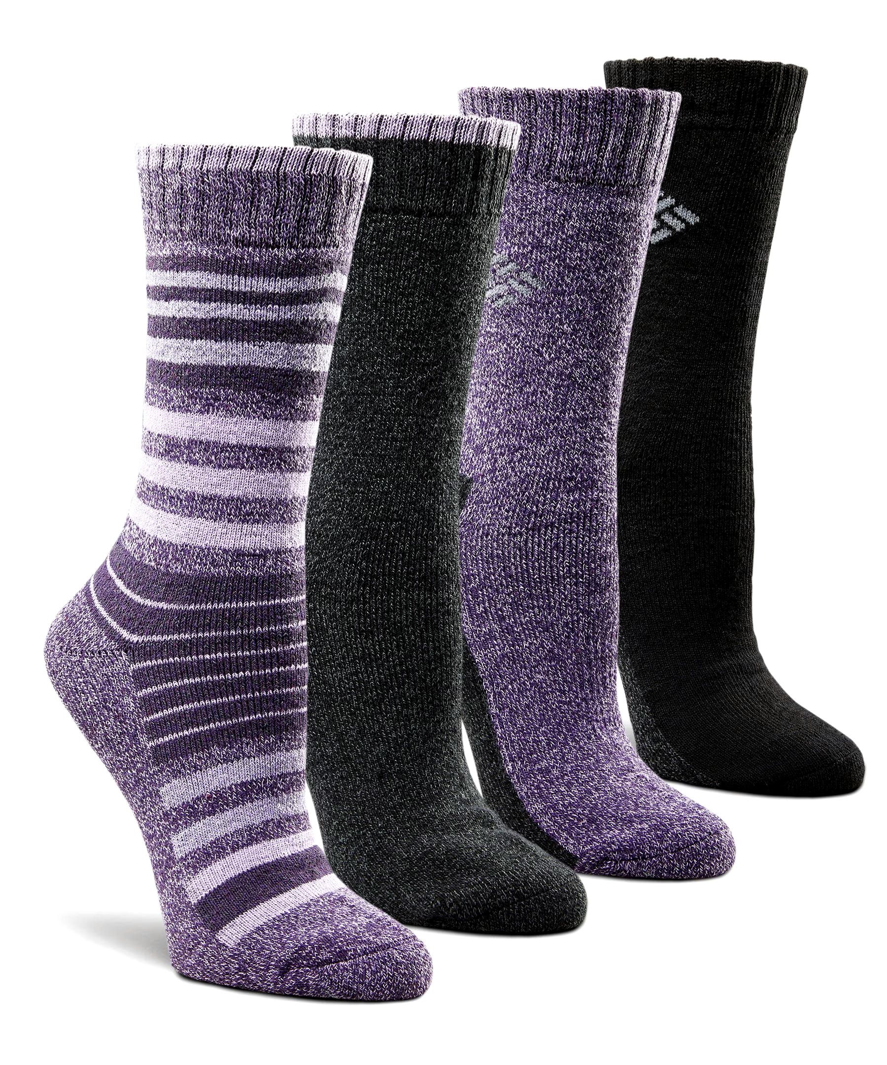 Columbia Women's 4 Pack Stripe Moisture Guard Crew Socks