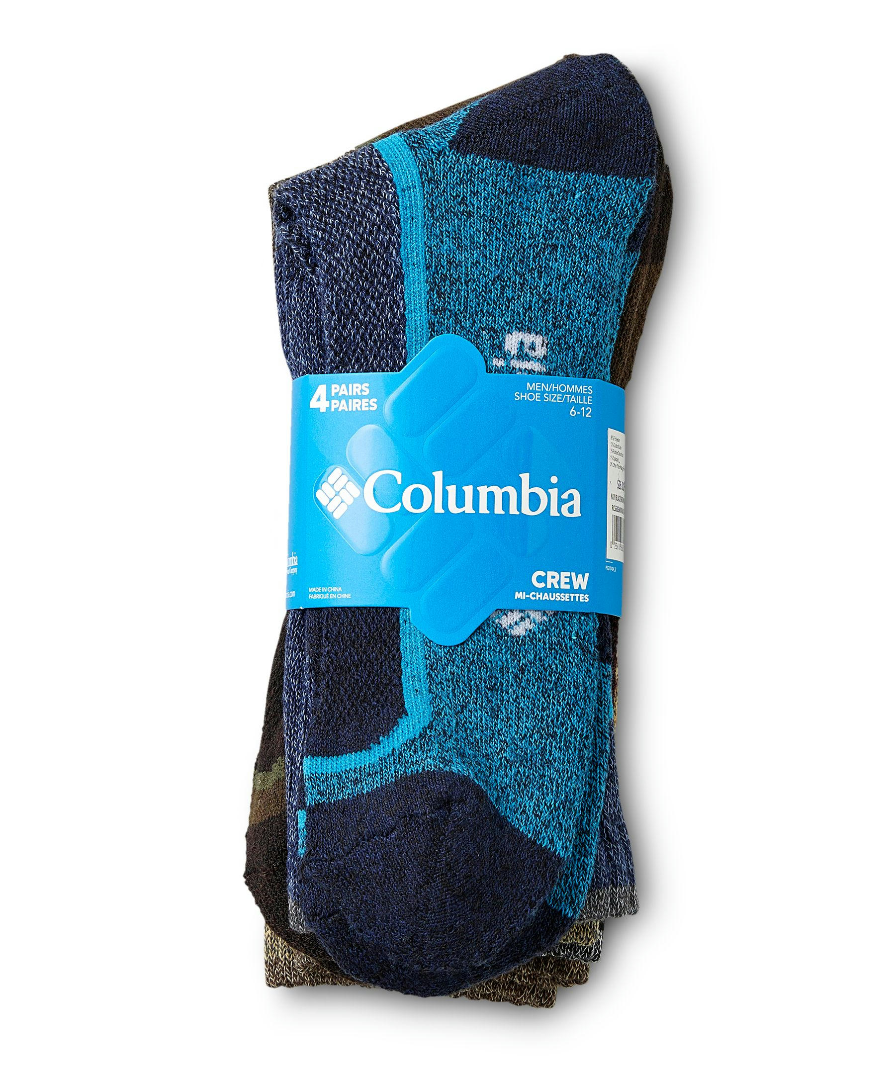 Columbia Men's 4 Pack Moisture Control Cushioned Crew Socks