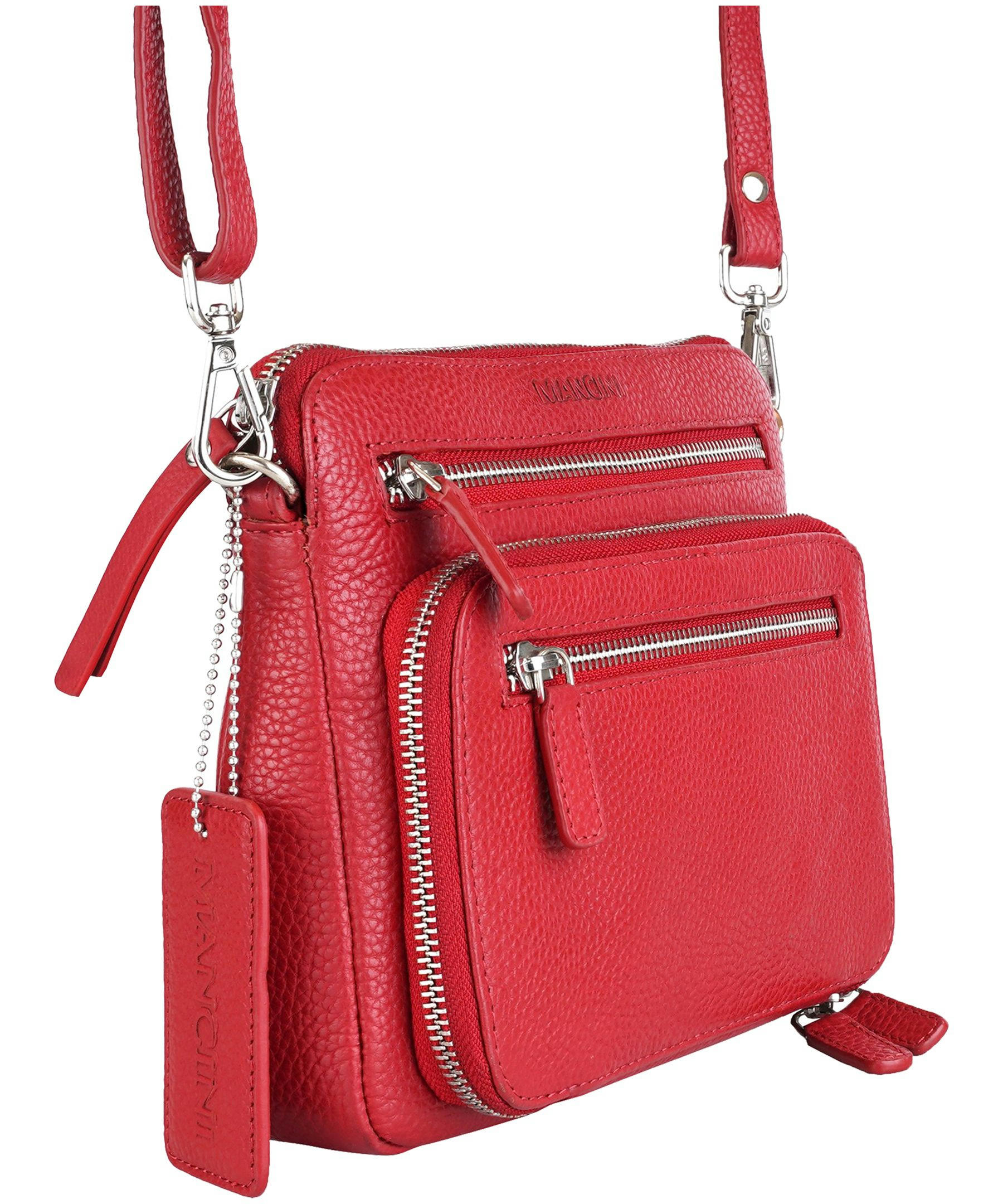 Mancini Leather Goods Women's Pebelled Valerie Small Crossbody Bag