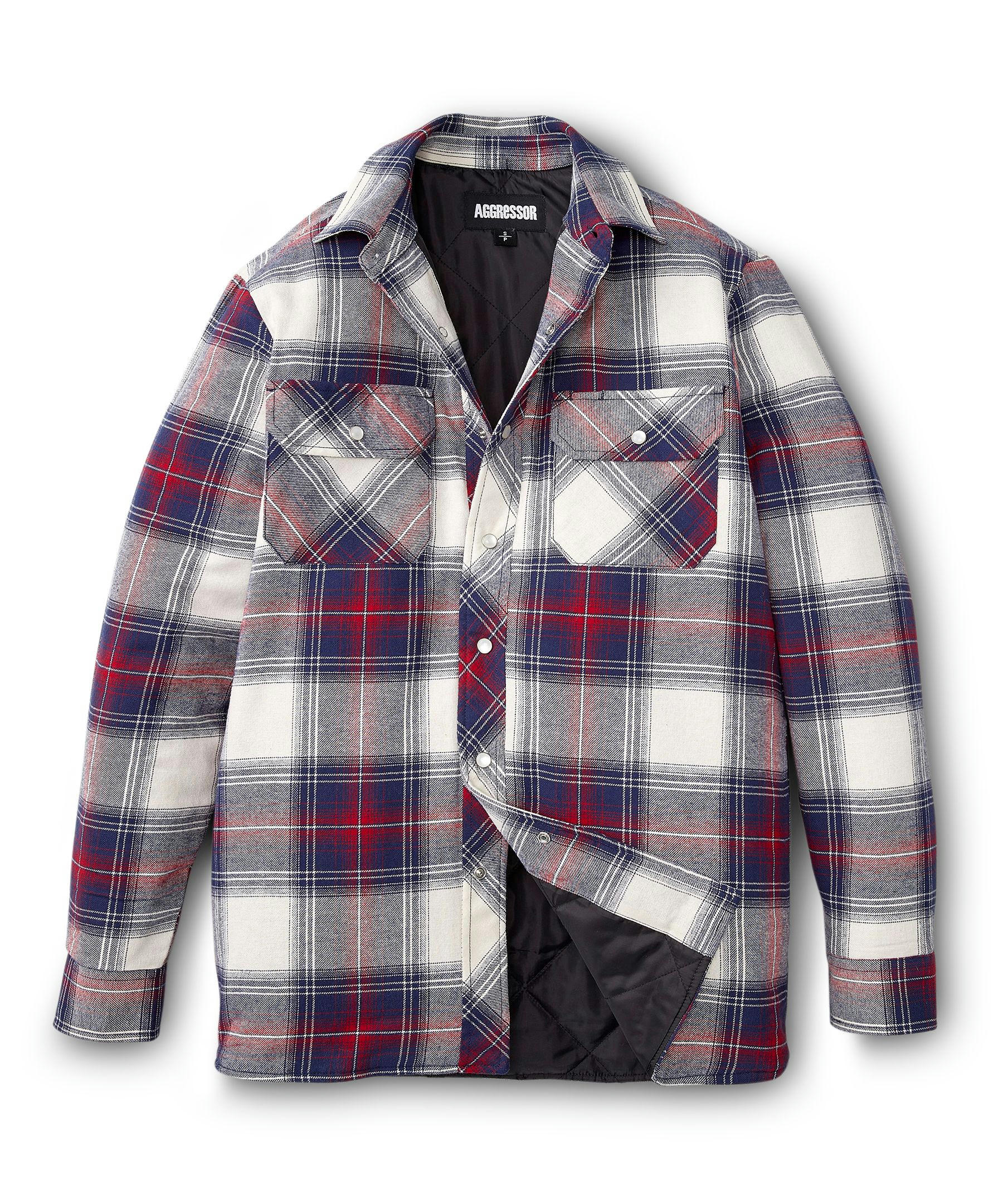 Aggressor Men's Snap-Front Plaid Quilted Flannel Work Shirt