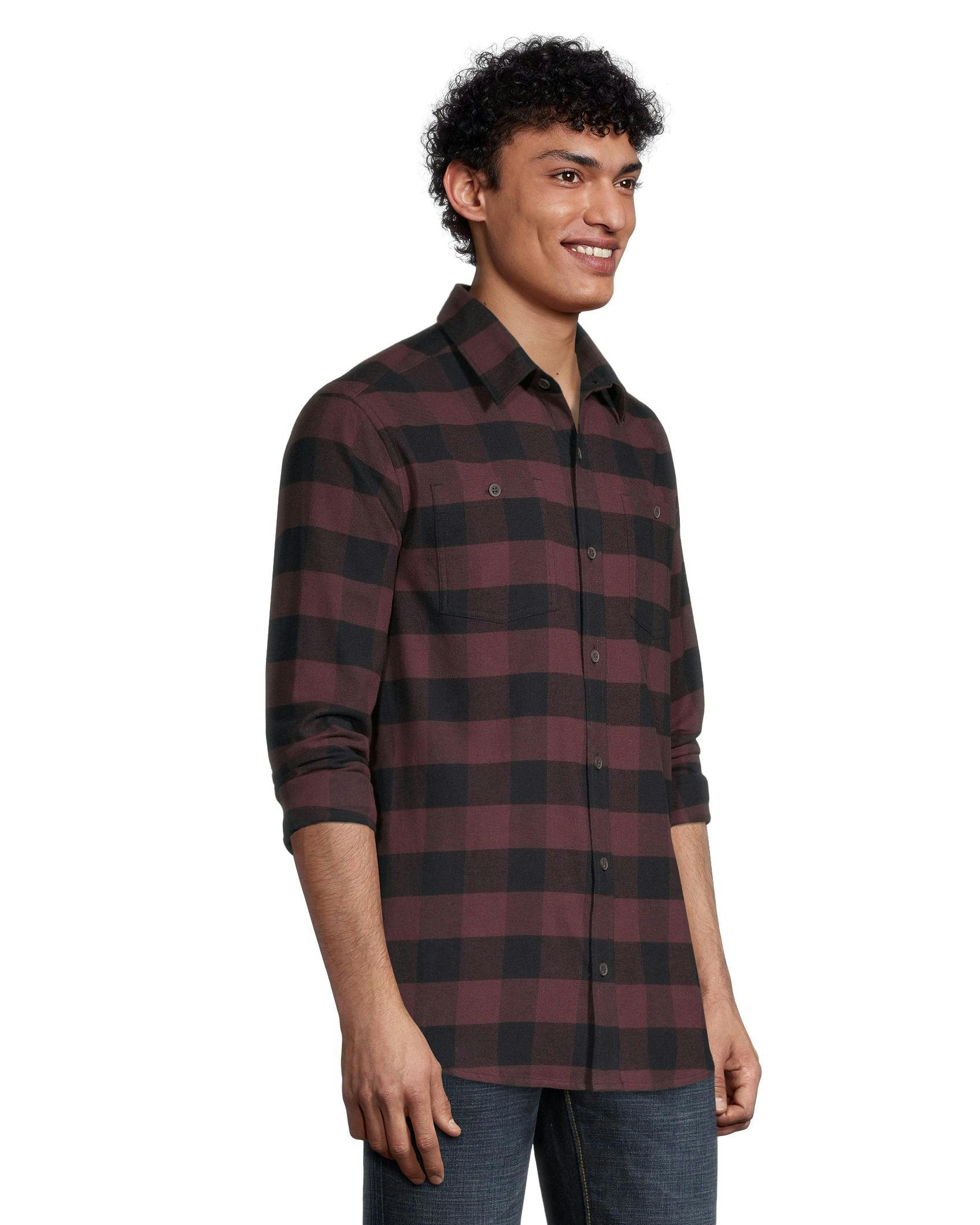 WindRiver Men's Stretch Regular Fit Basic Flannel Shirt