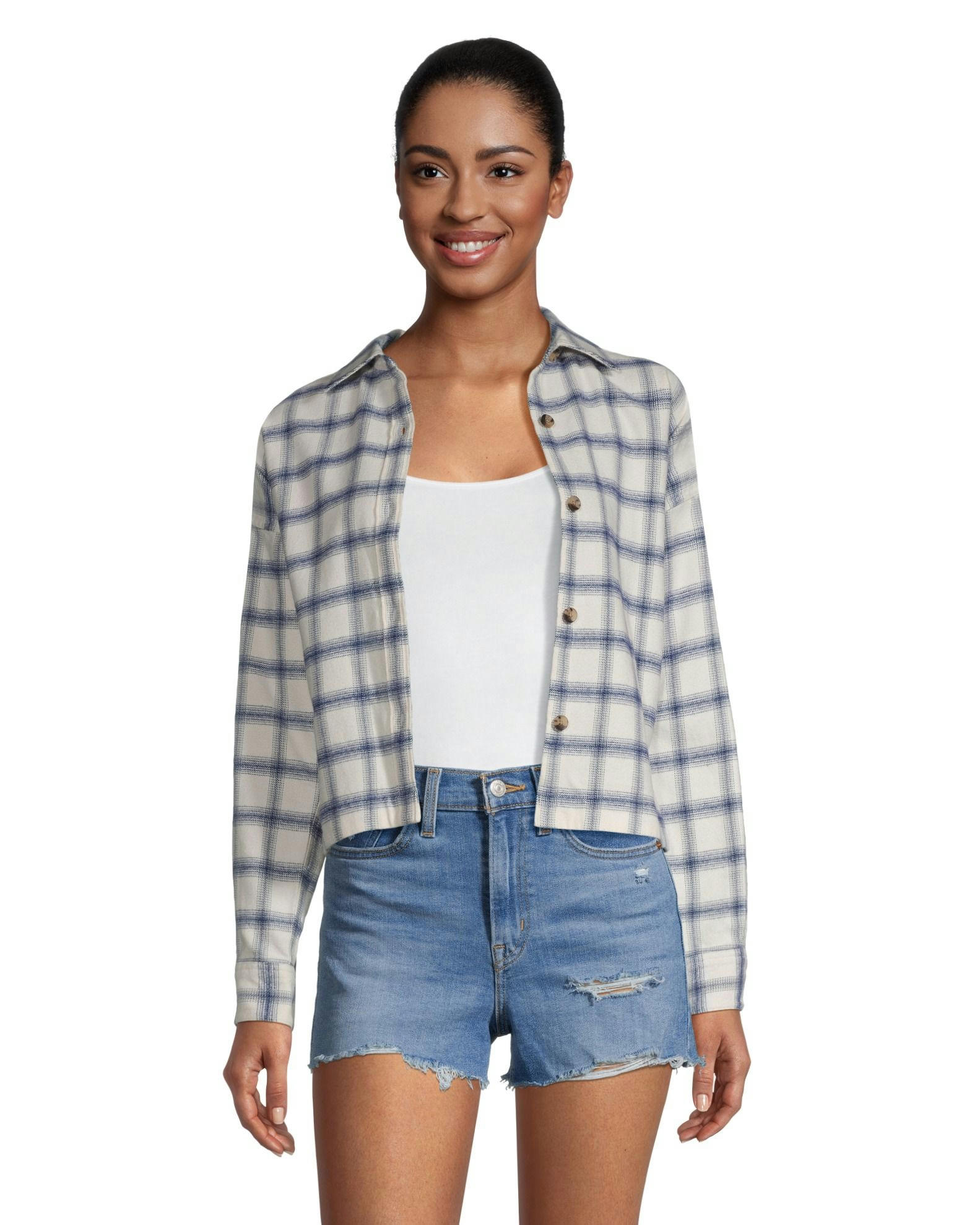 FarWest Women's Cropped Flannel Shirt
