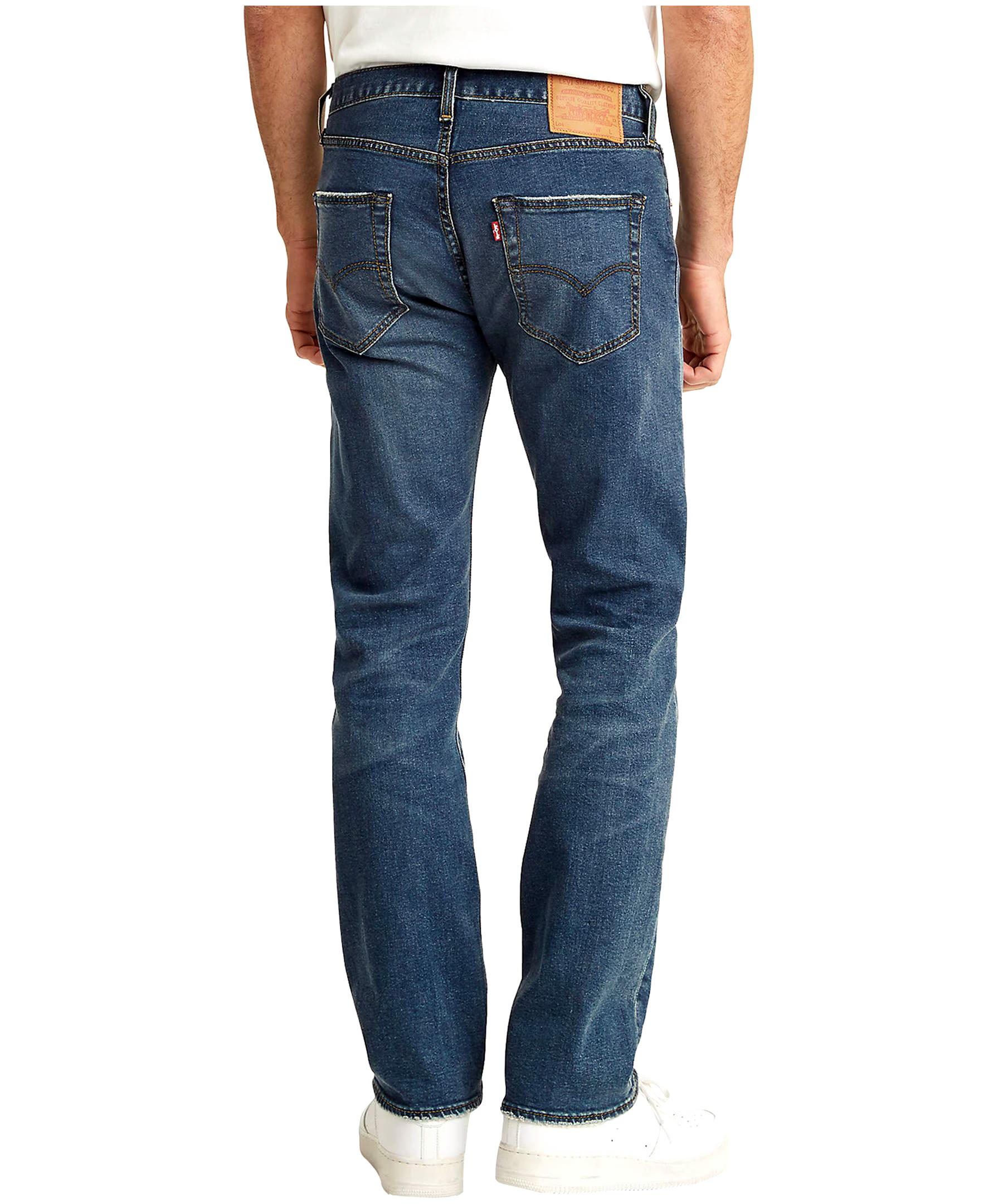 Levi's Men's 501 Mid Rise Straight Fit Button Fly Jeans - Dark Wash