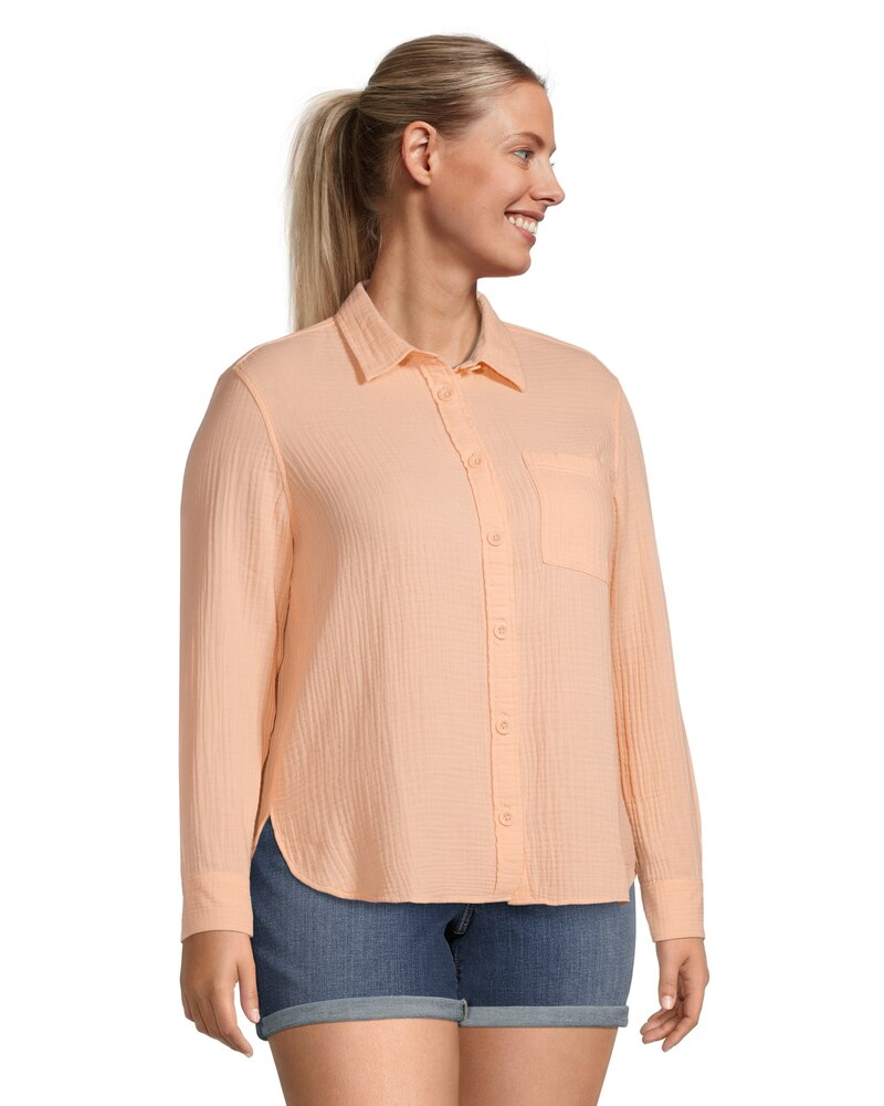 Women's Double Gauze Long Sleeve Button Down Shirt