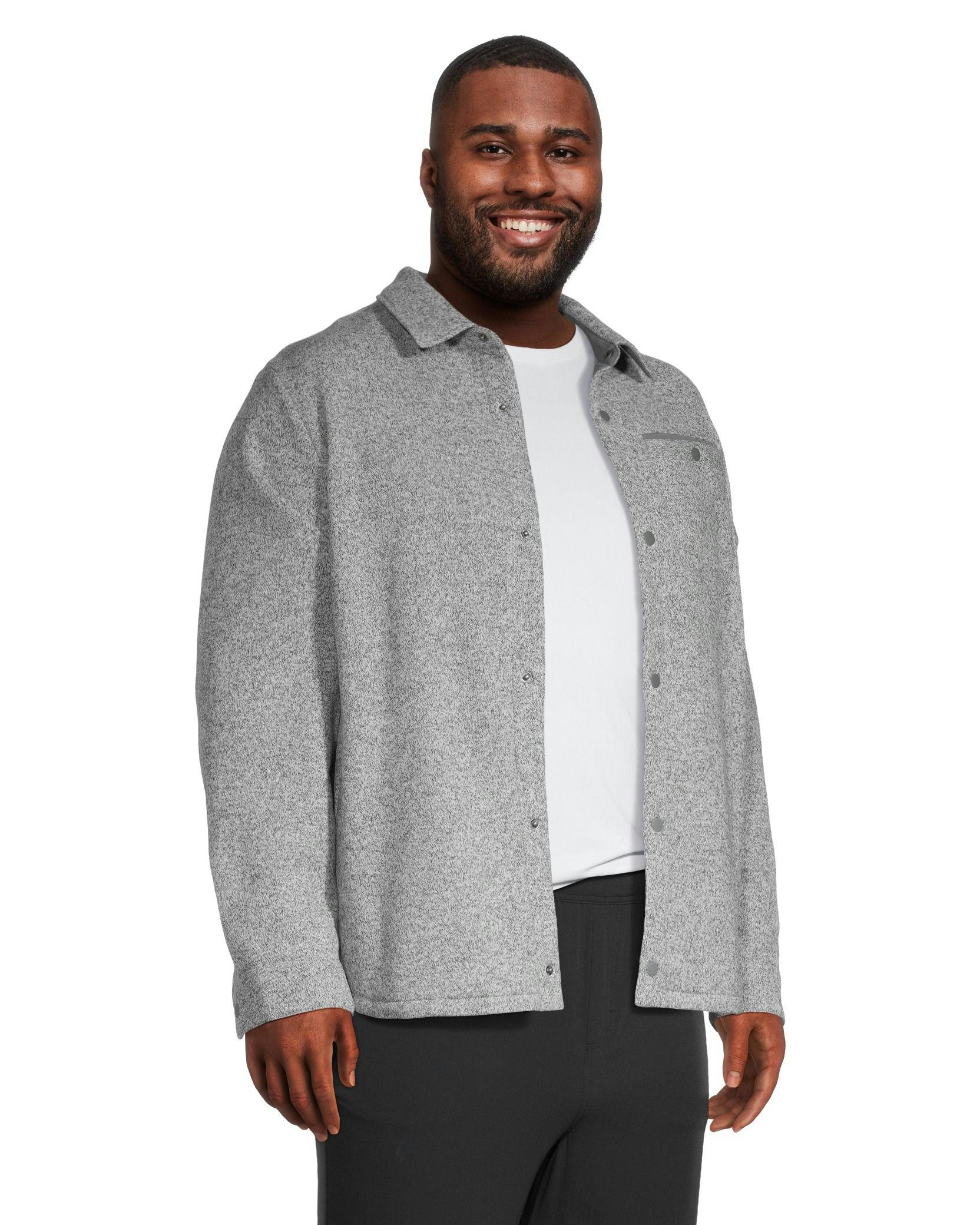 WindRiver Men's Snap Close Sweater-Knit Fleece Jacket