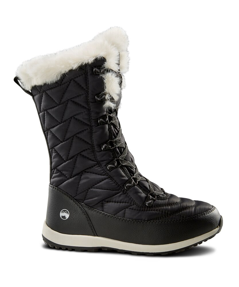 WindRiver Women's Summit II T-Max Insulated Winter Boots with Faux Fur Trim - Black/White