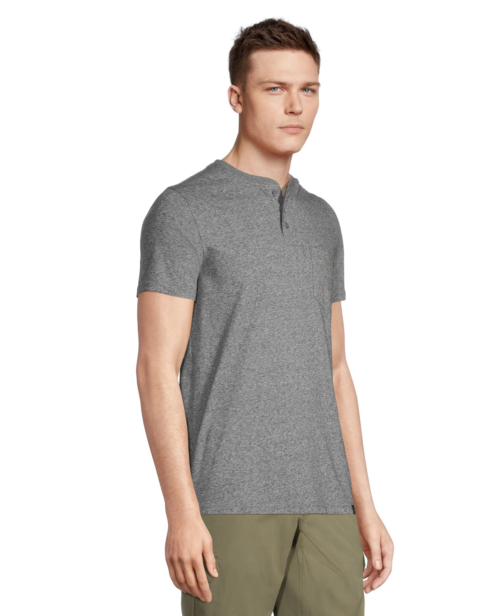 Men's Short Sleeve Modern Fit Snow Yarn Henley Shirt