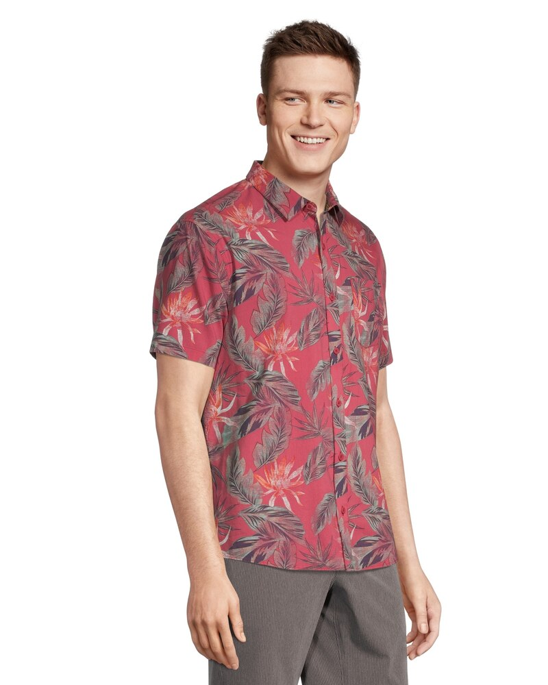 FarWest Men's Modern Fit Short Sleeve Stretch AOP Shirt