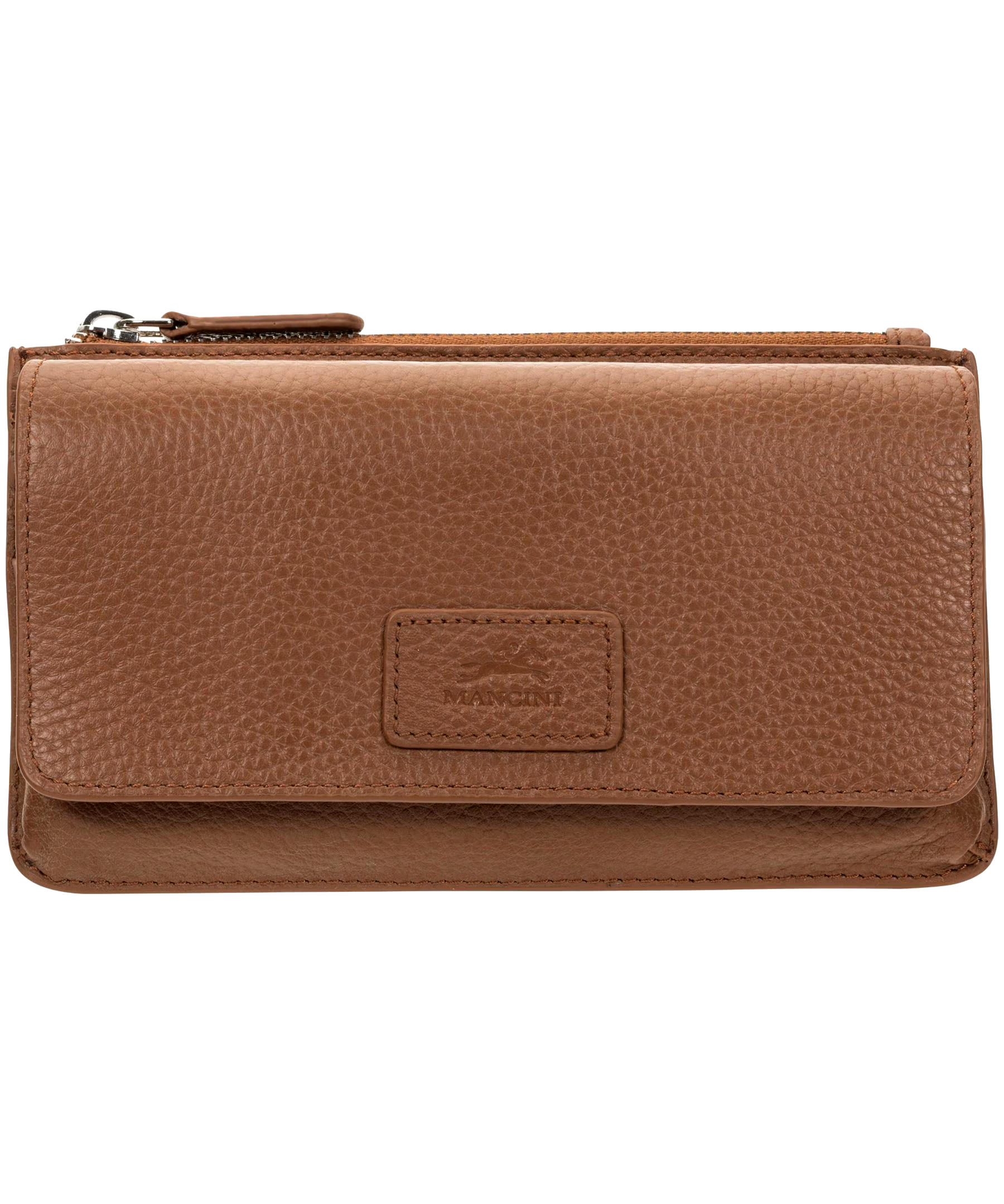 Mancini Leather Goods Women's Pebelled RFID Secure Crossbody Wallet