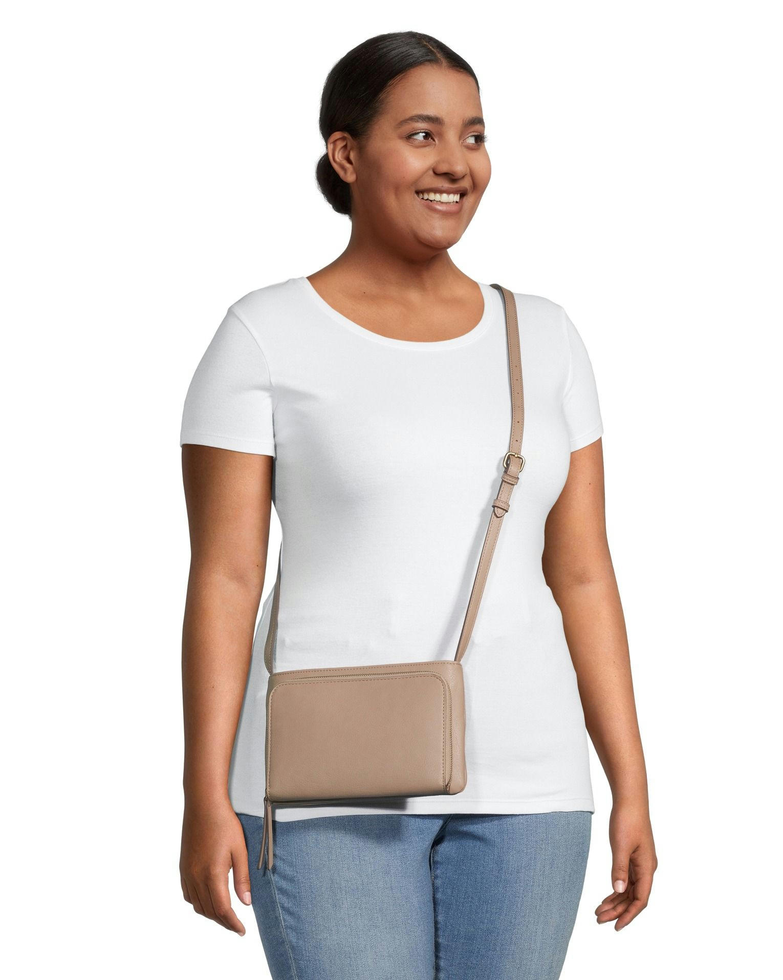 Denver Hayes Women's Crossbody Purse With Zippered Compartment and Removable Strap