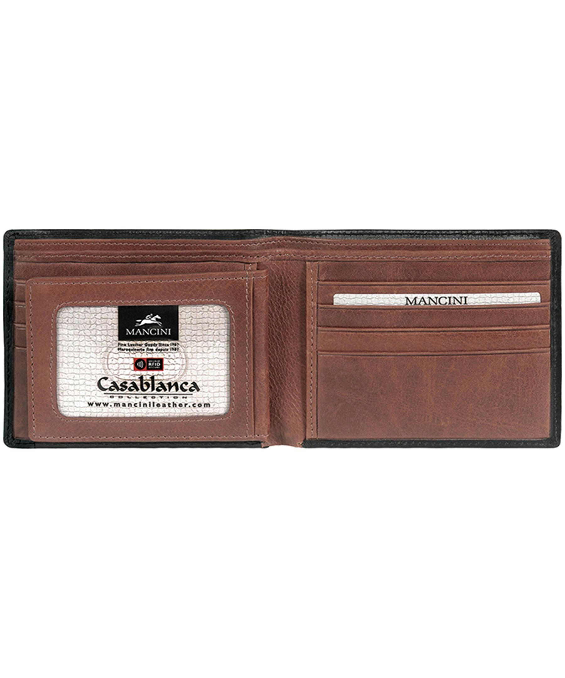 Mancini Leather Goods Men's Casablanca RFID Secure Billfold Wallet Black