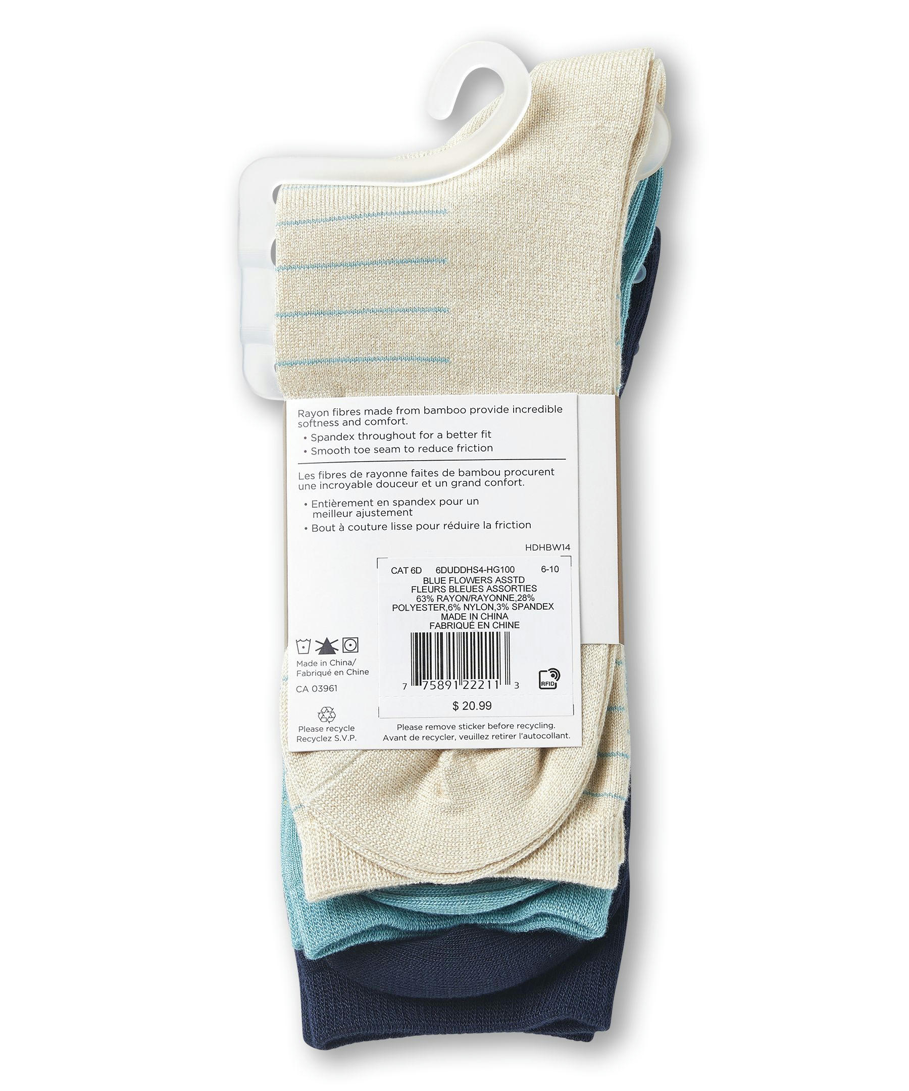 Denver Hayes Women'sCrew Cut Socks, 3 Pack