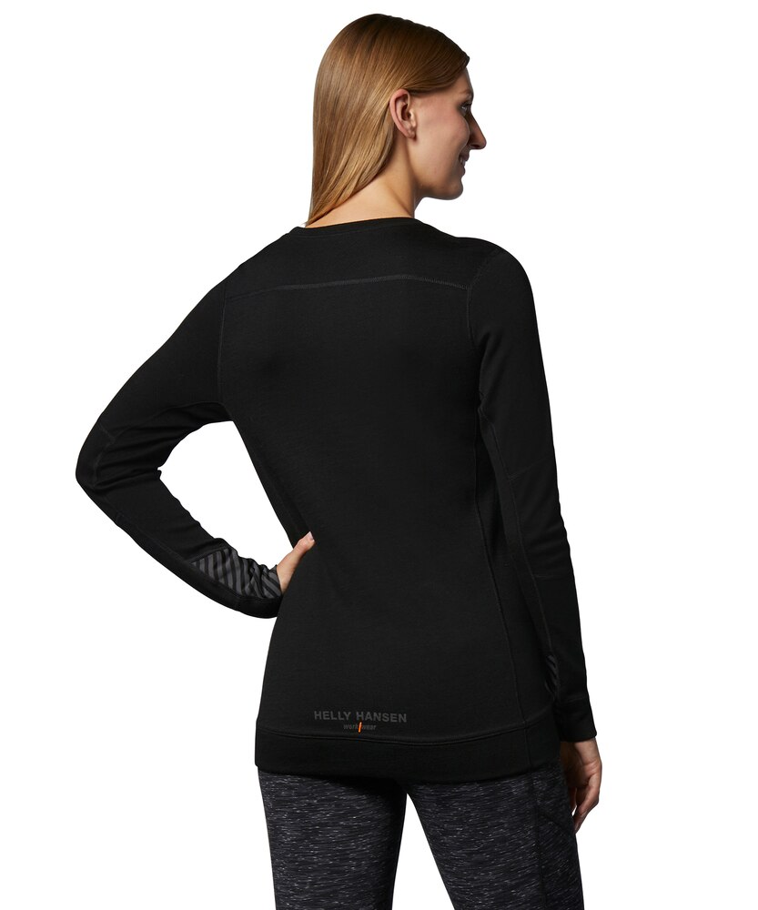 Helly Hansen Women's Lifa Merino Crew Neck Thermal Base Layer Long Sleeve Shirt - Black