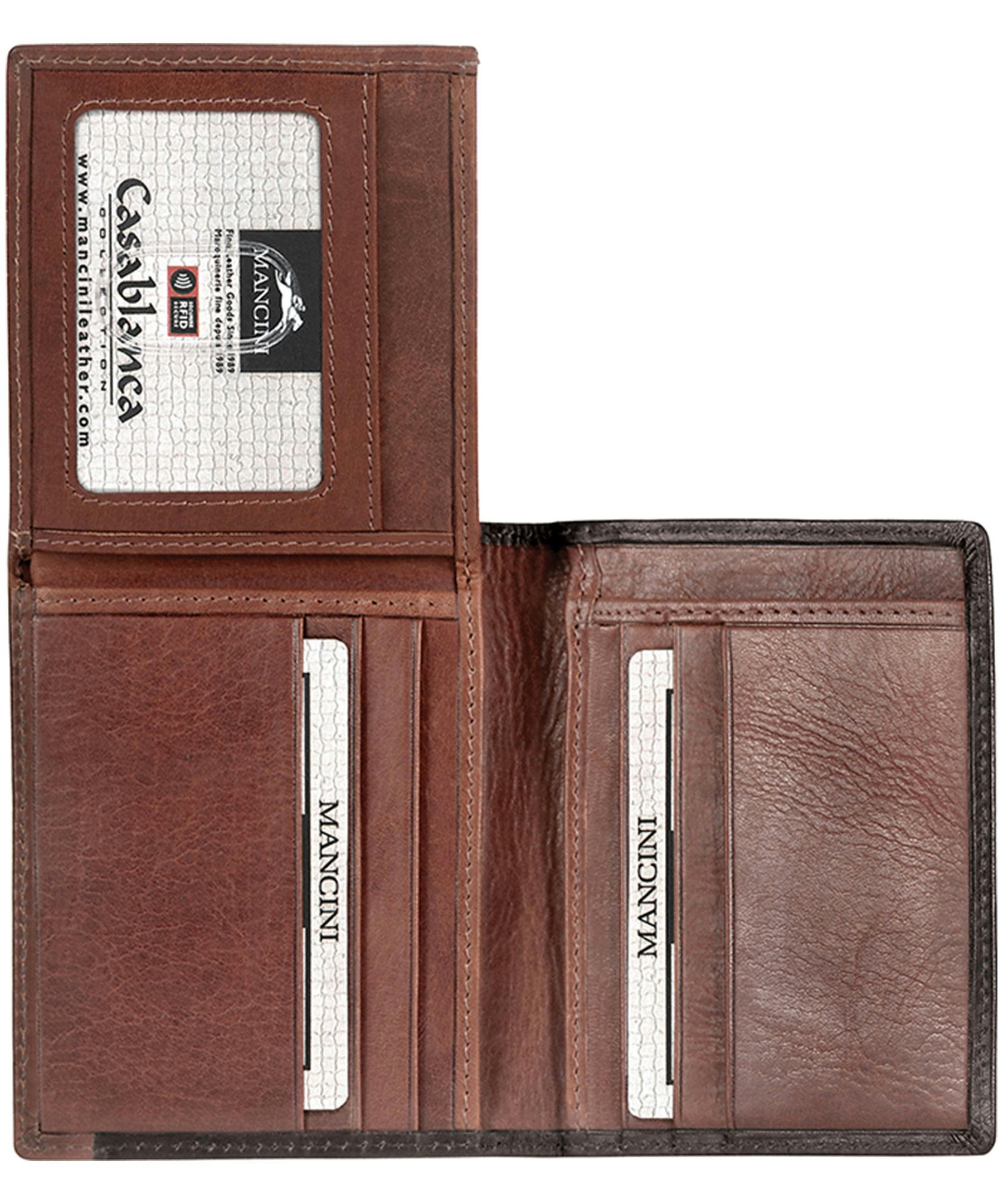 Mancini Leather Goods Men's Casablanca RFID Secure Vertical Wing Wallet Black