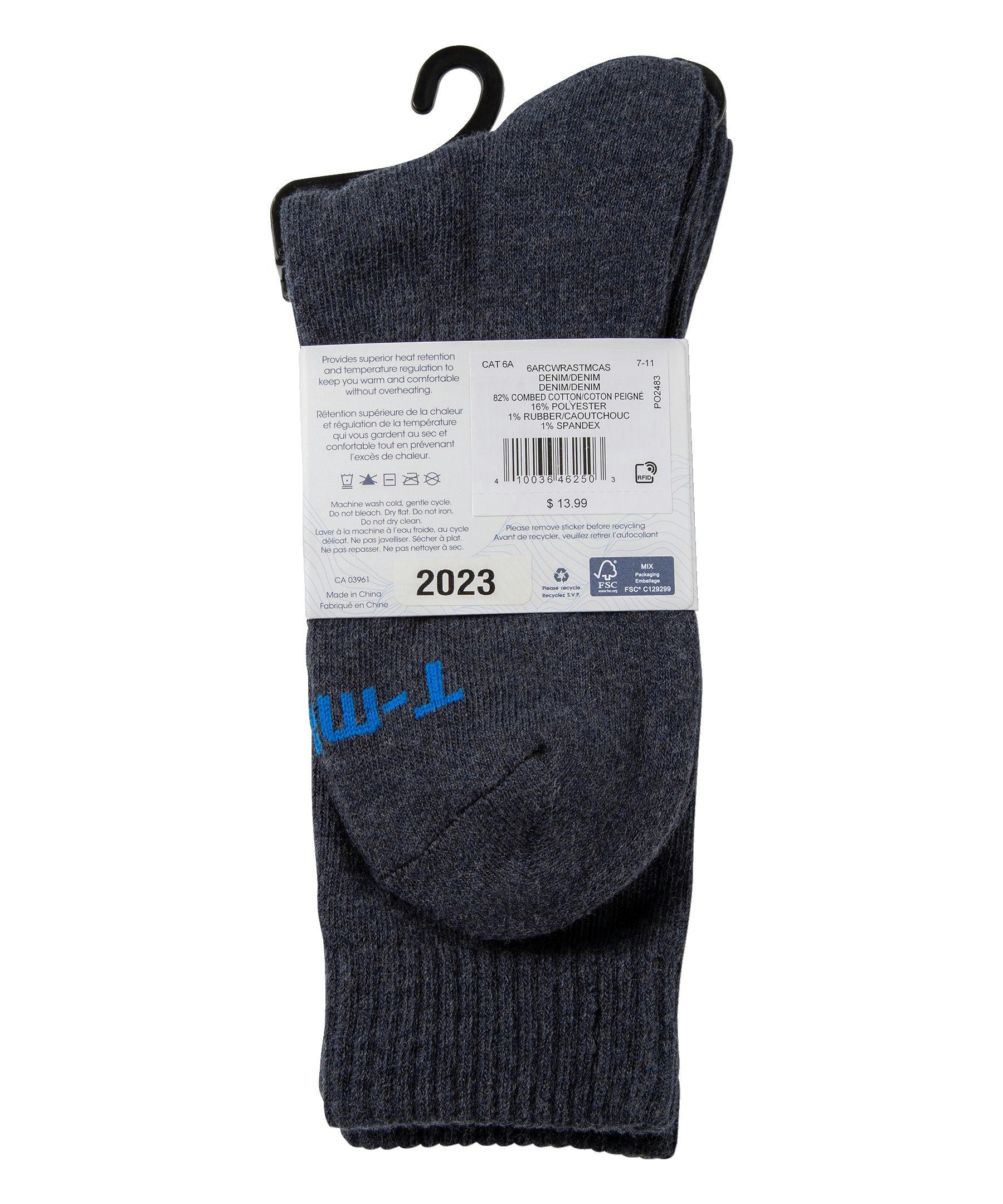 WindRiver Men's T-Max 2 Pack Casual Cushioned Sole Socks