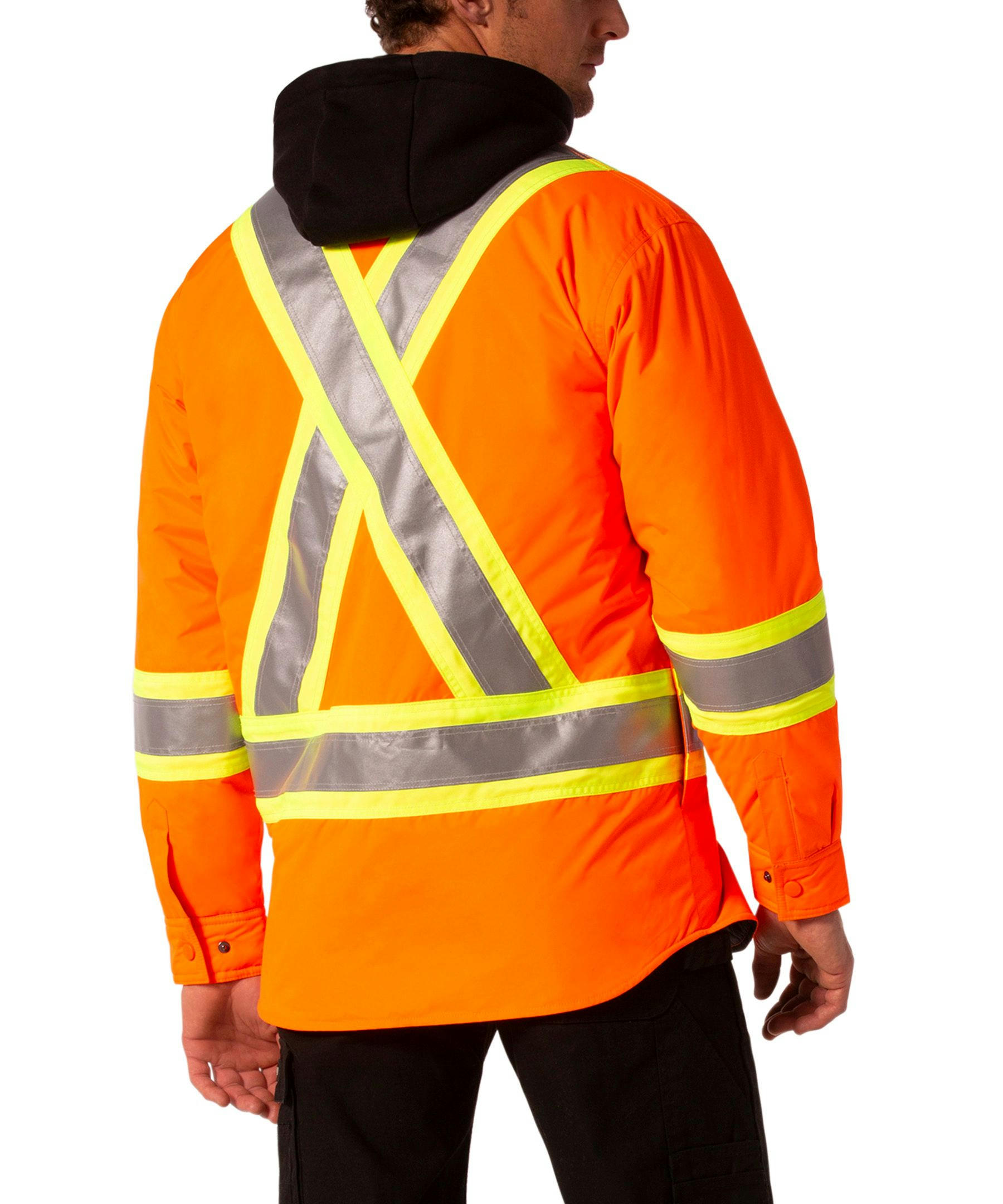 Dakota WorkPro Series Men's Class 2 Hi Vis Water Repellent Hooded Quilt Shirt Jacket
