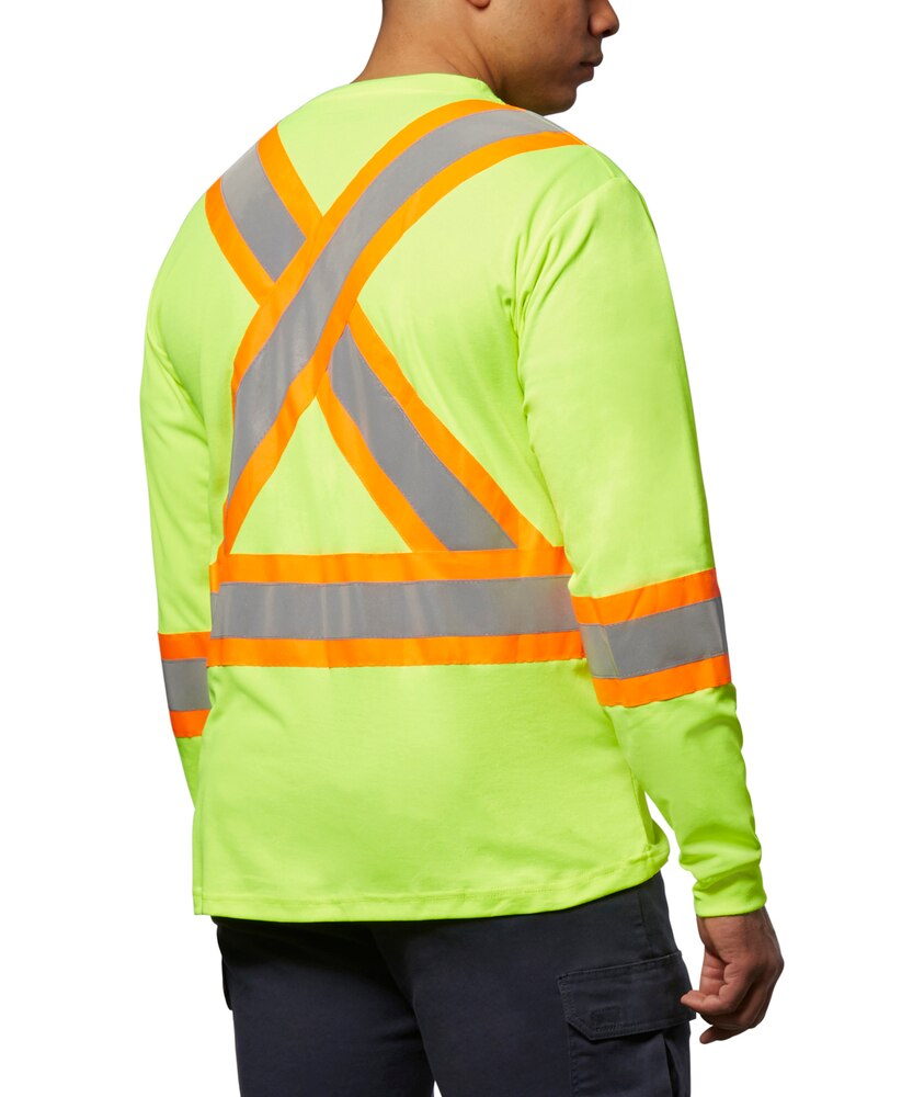 Dakota WorkPro Series Men's Class 2 Hi Vis Long Sleeve Lined Crewneck Work T Shirt