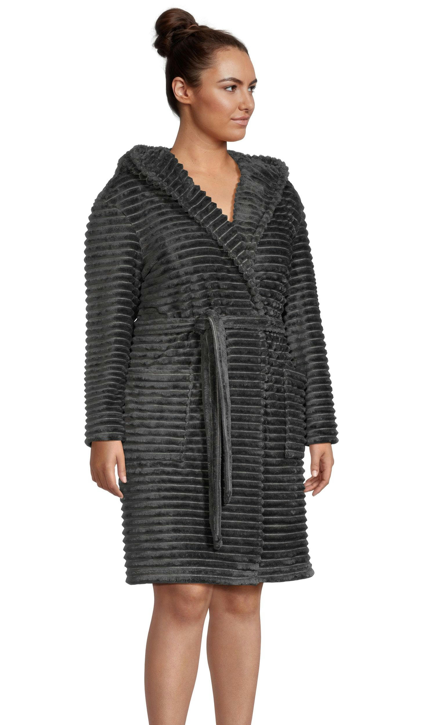 Denver Hayes Women's Short Cut Plush Velour Hooded Robe