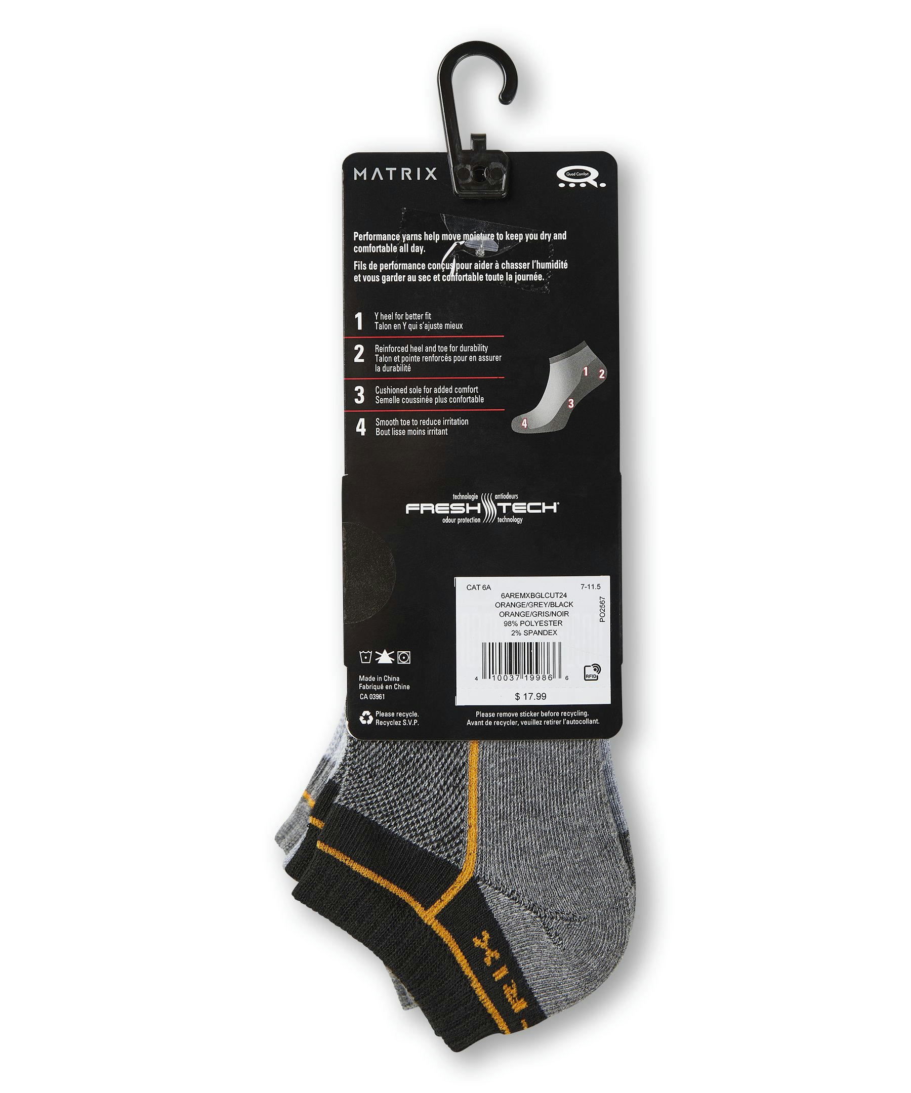 Matrix Men's BOGO Low Cut Sport Socks, 3 Pack