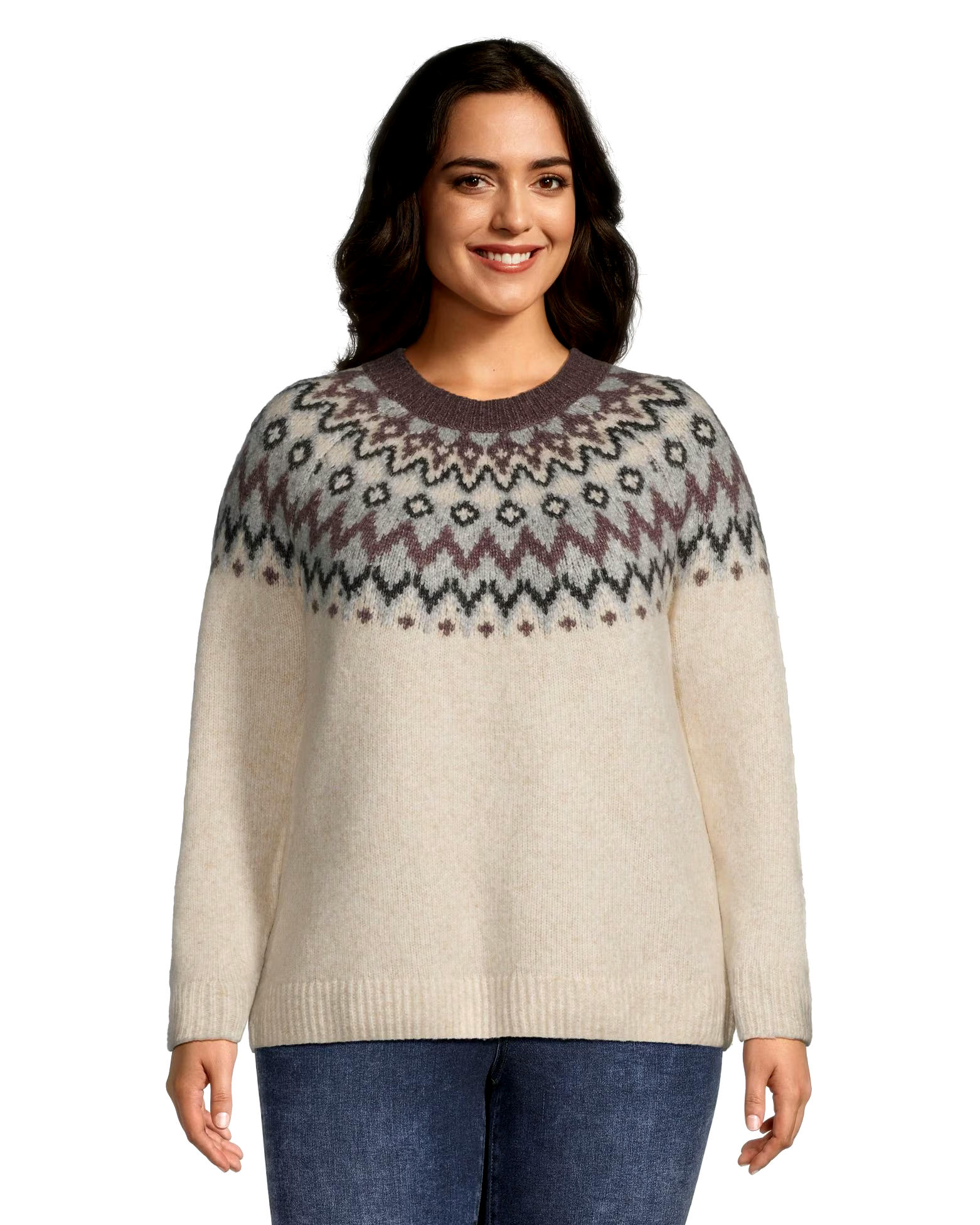 WindRiver Women's Heritage Fair Isle Semi Fitted Crewneck Pullover