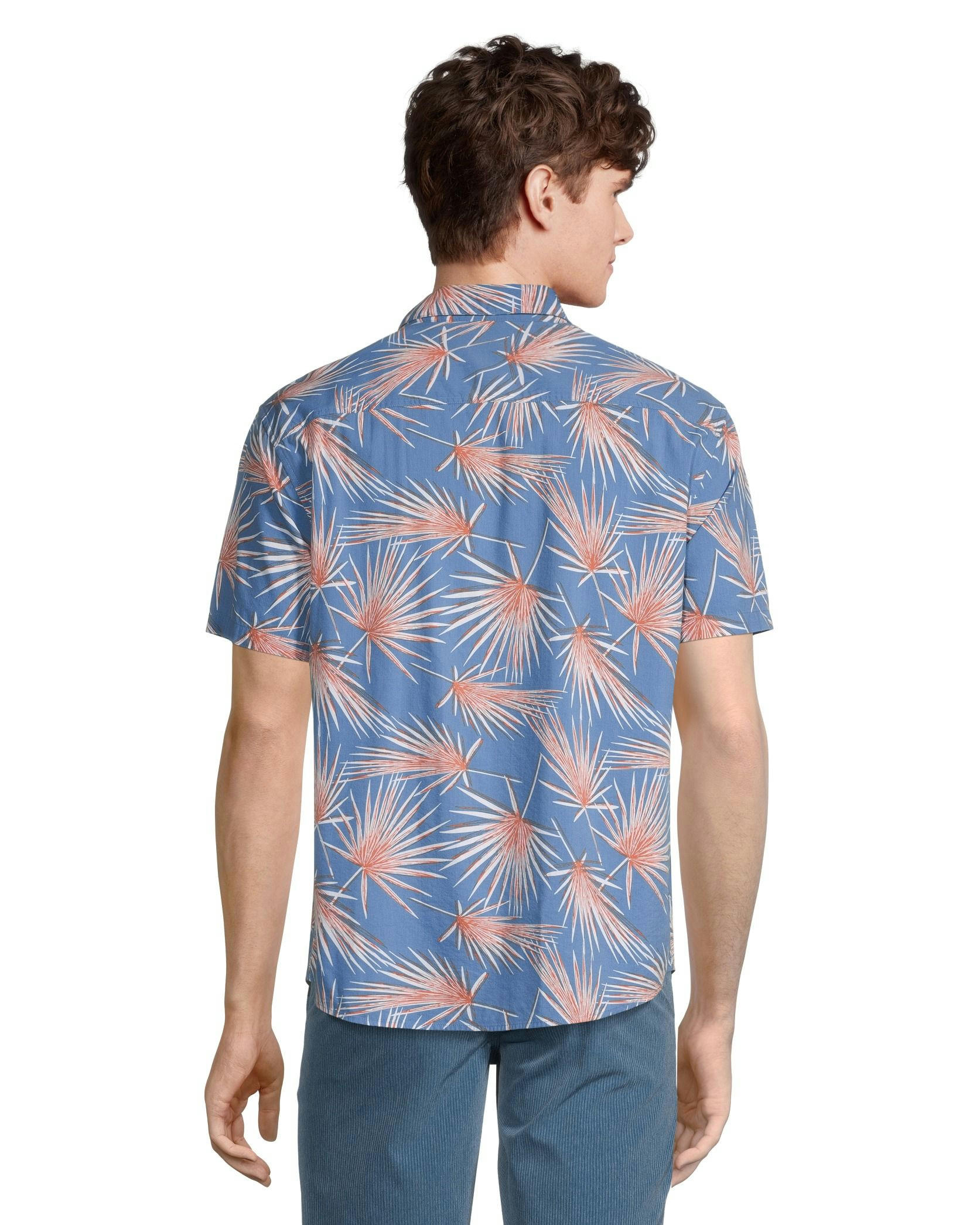 FarWest Men's Modern Fit Short Sleeve Stretch AOP Shirt