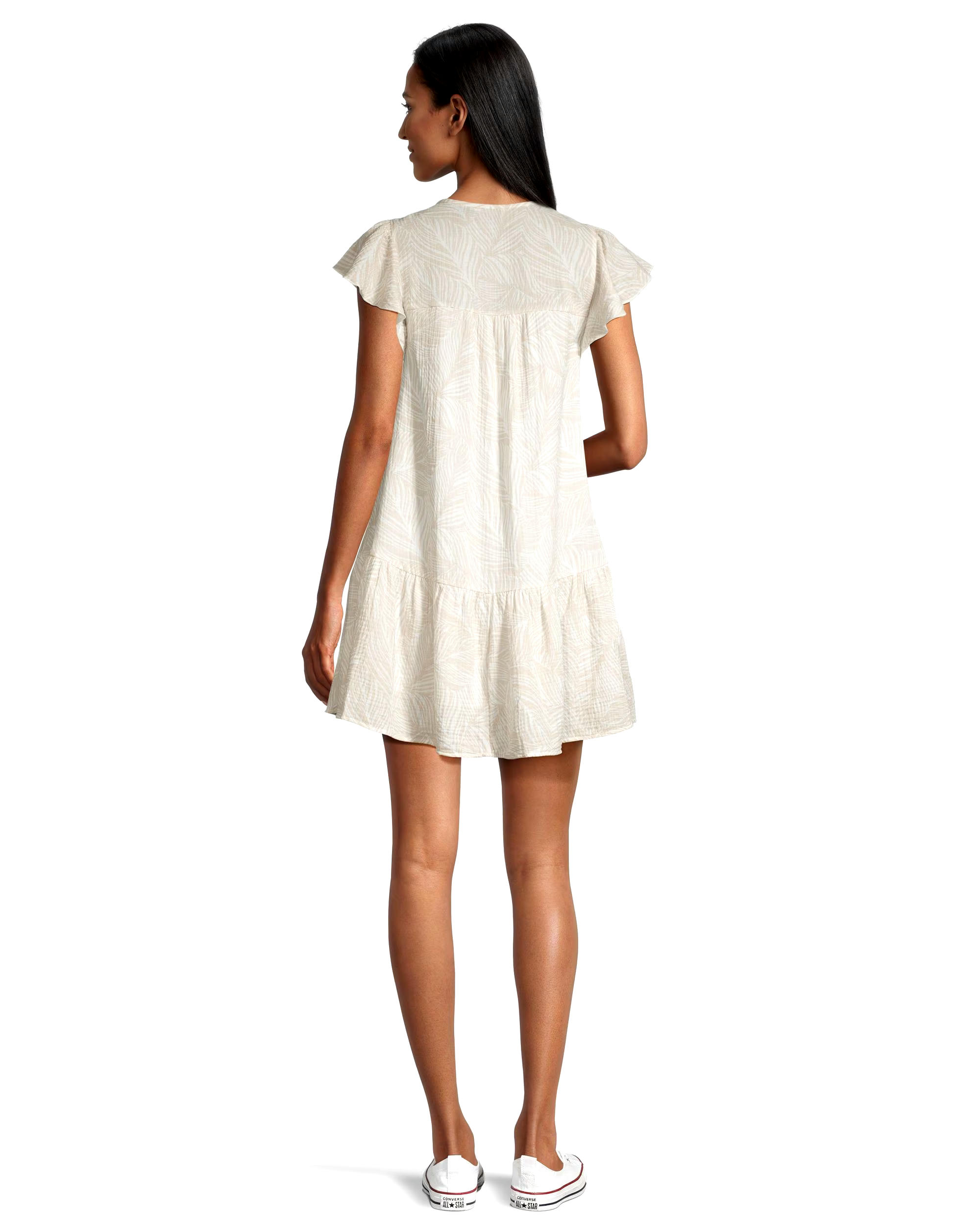 Denver Hayes Women's Relaxed Fit Double Gauze Flutter Sleeve Dress
