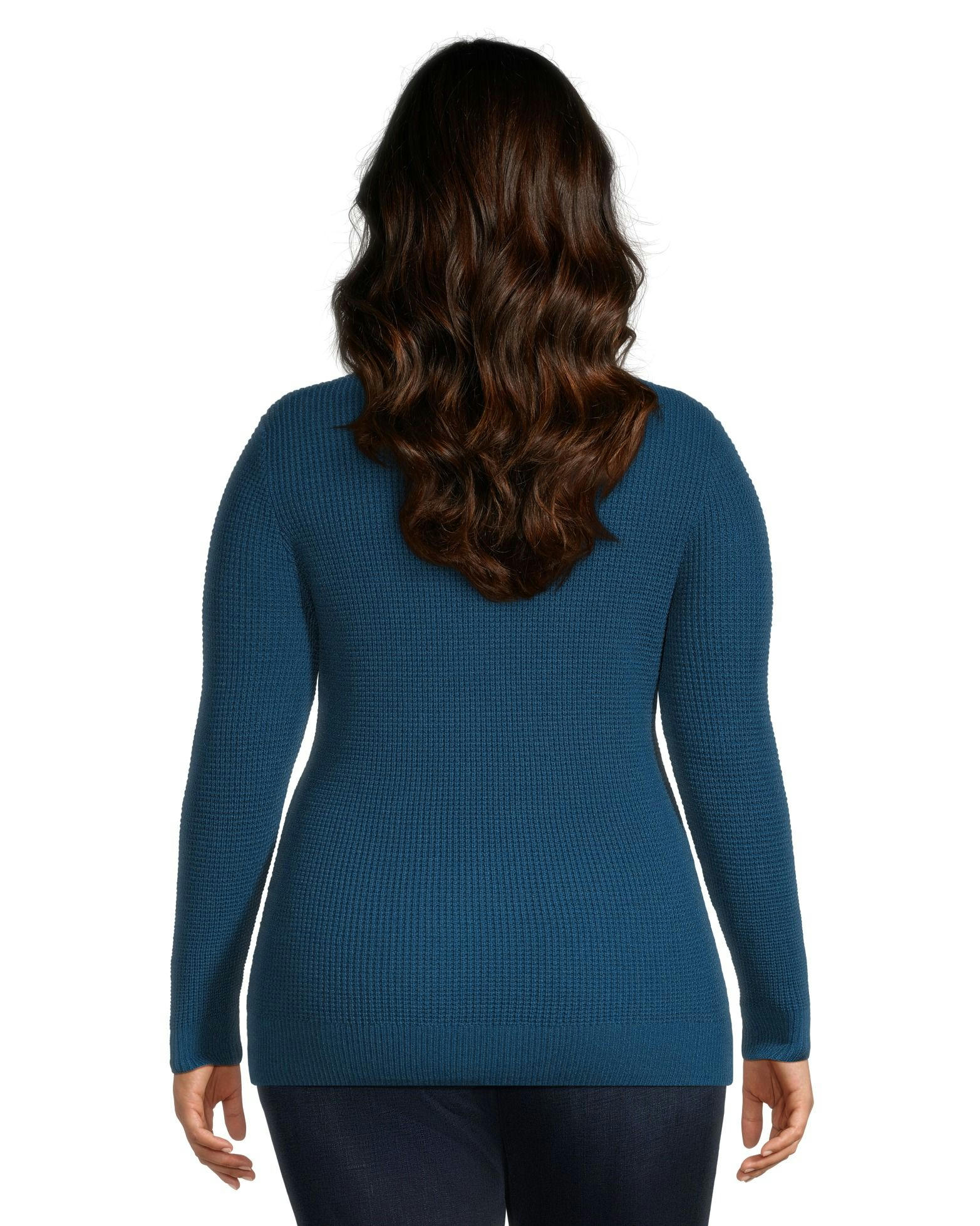 Denver Hayes Women's Fitted Long Sleeve V Neck Waffle Henley Sweater