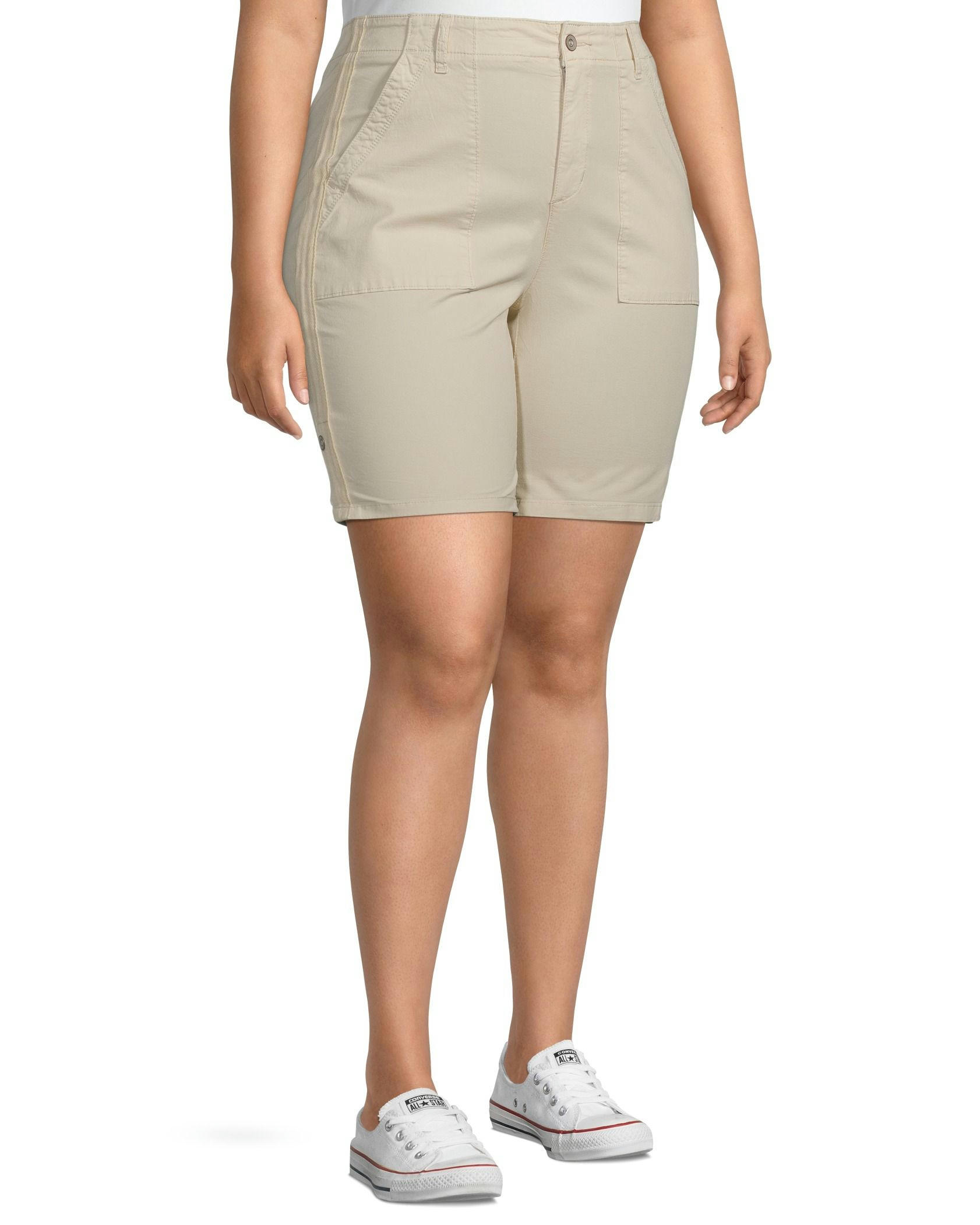 Denver Hayes Women's Garment Wash High Rise Bermuda Shorts