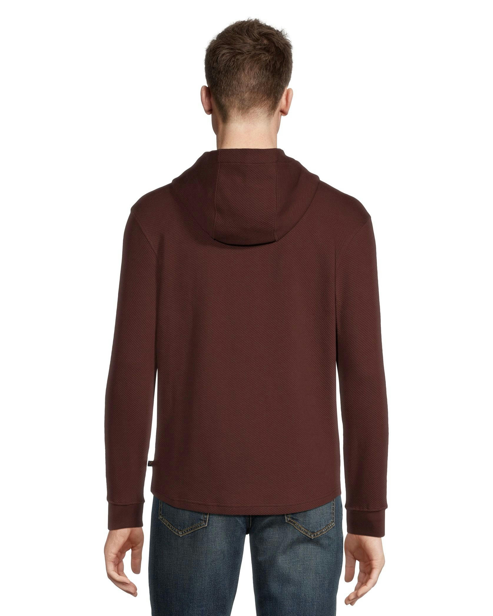 Denver Hayes Men's Long Sleeve Texture Knit Hooded Popover Henley