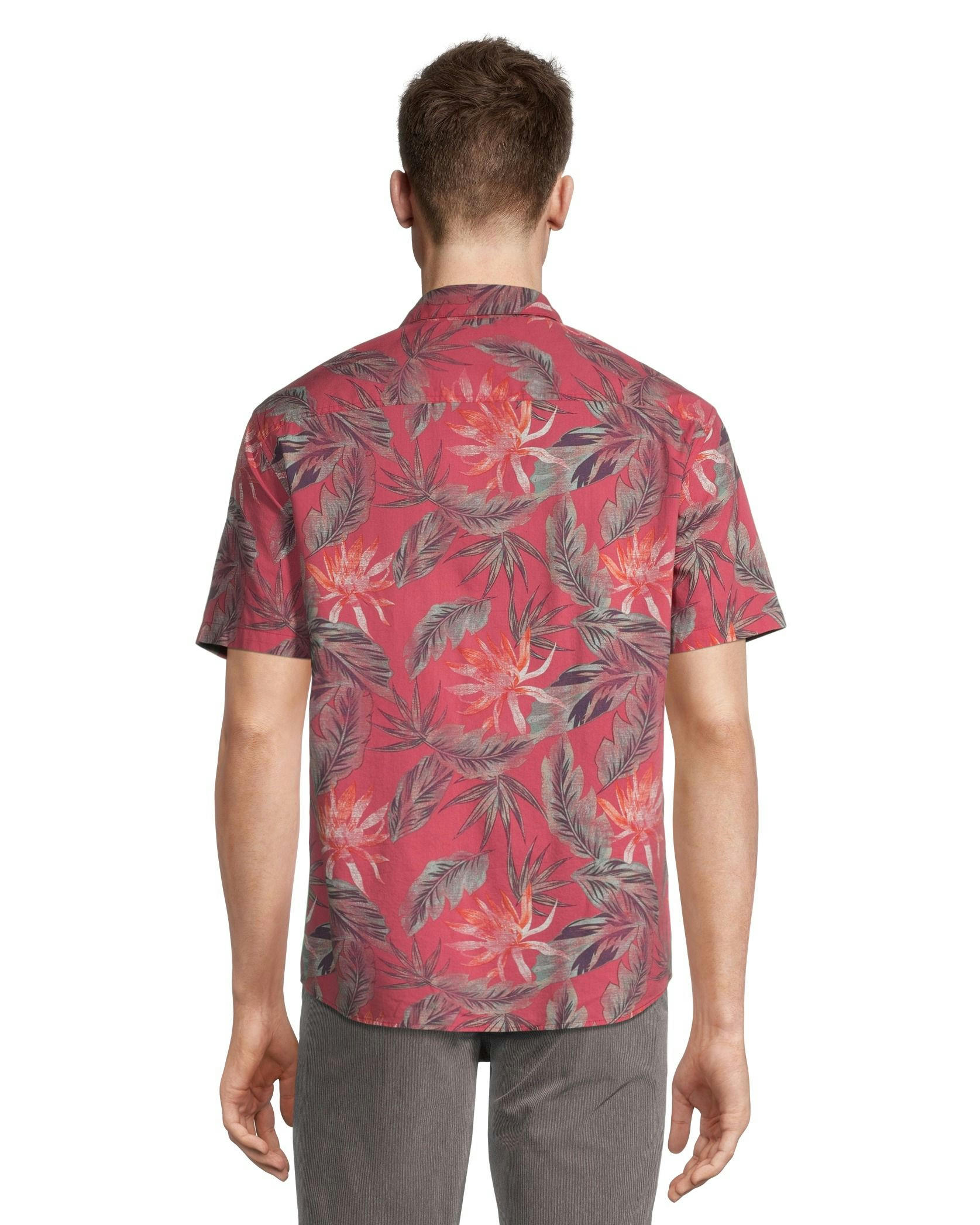 FarWest Men's Modern Fit Short Sleeve Stretch AOP Shirt