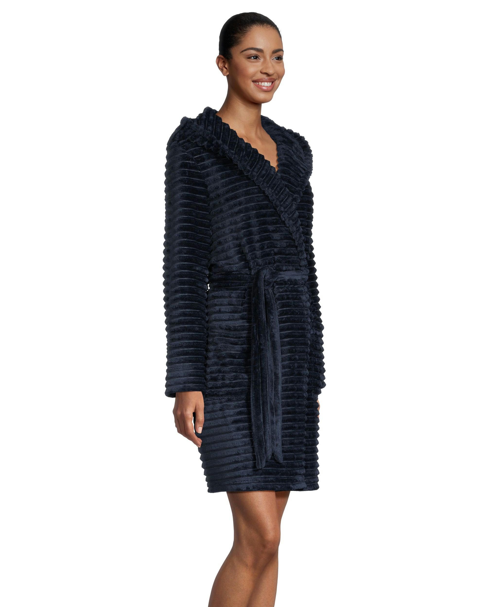 Denver Hayes Women's Short Cut Plush Velour Hooded Robe