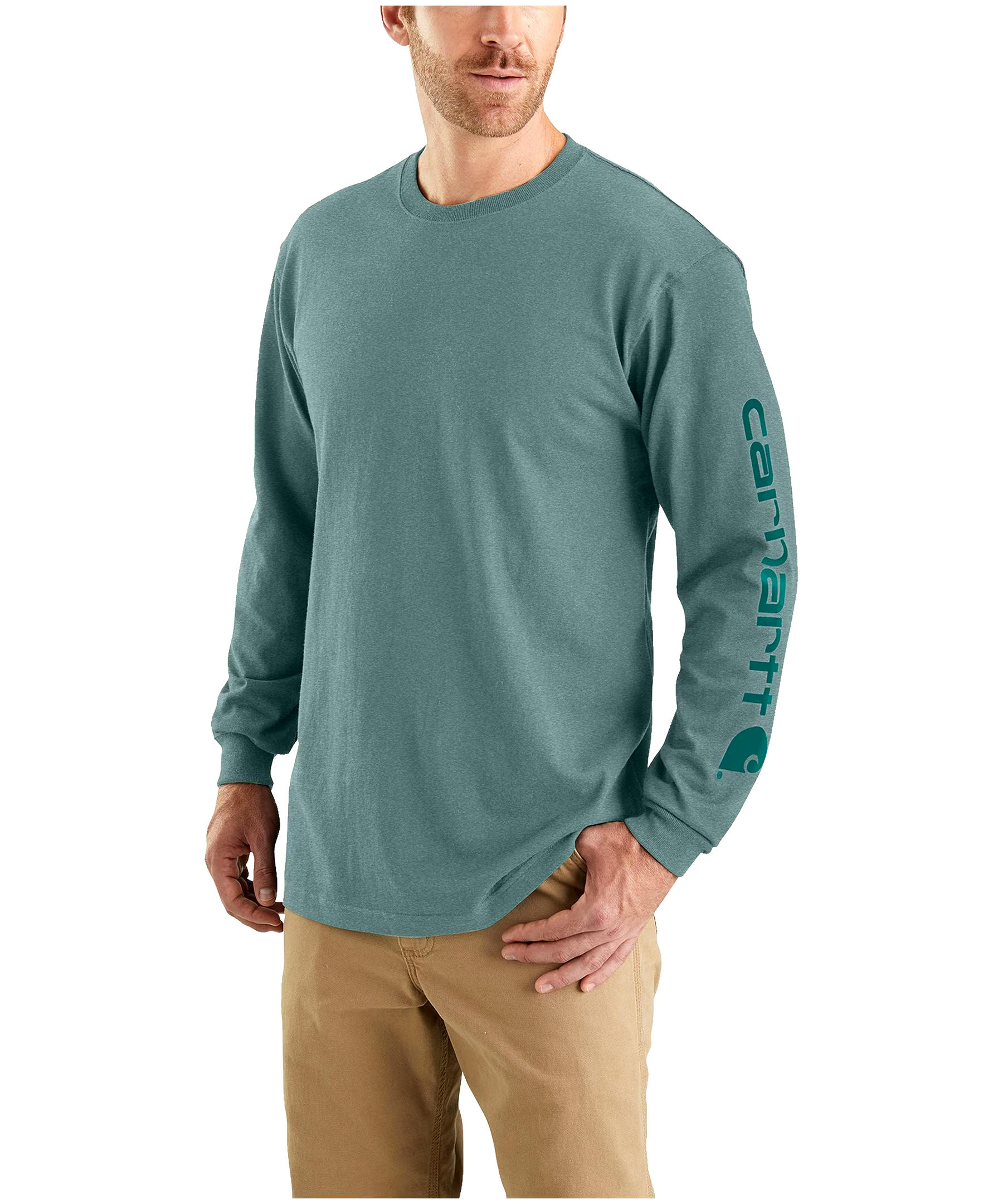 Carhartt Men's Loose Fit Sleeve Logo Long Sleeve Graphic T Shirt