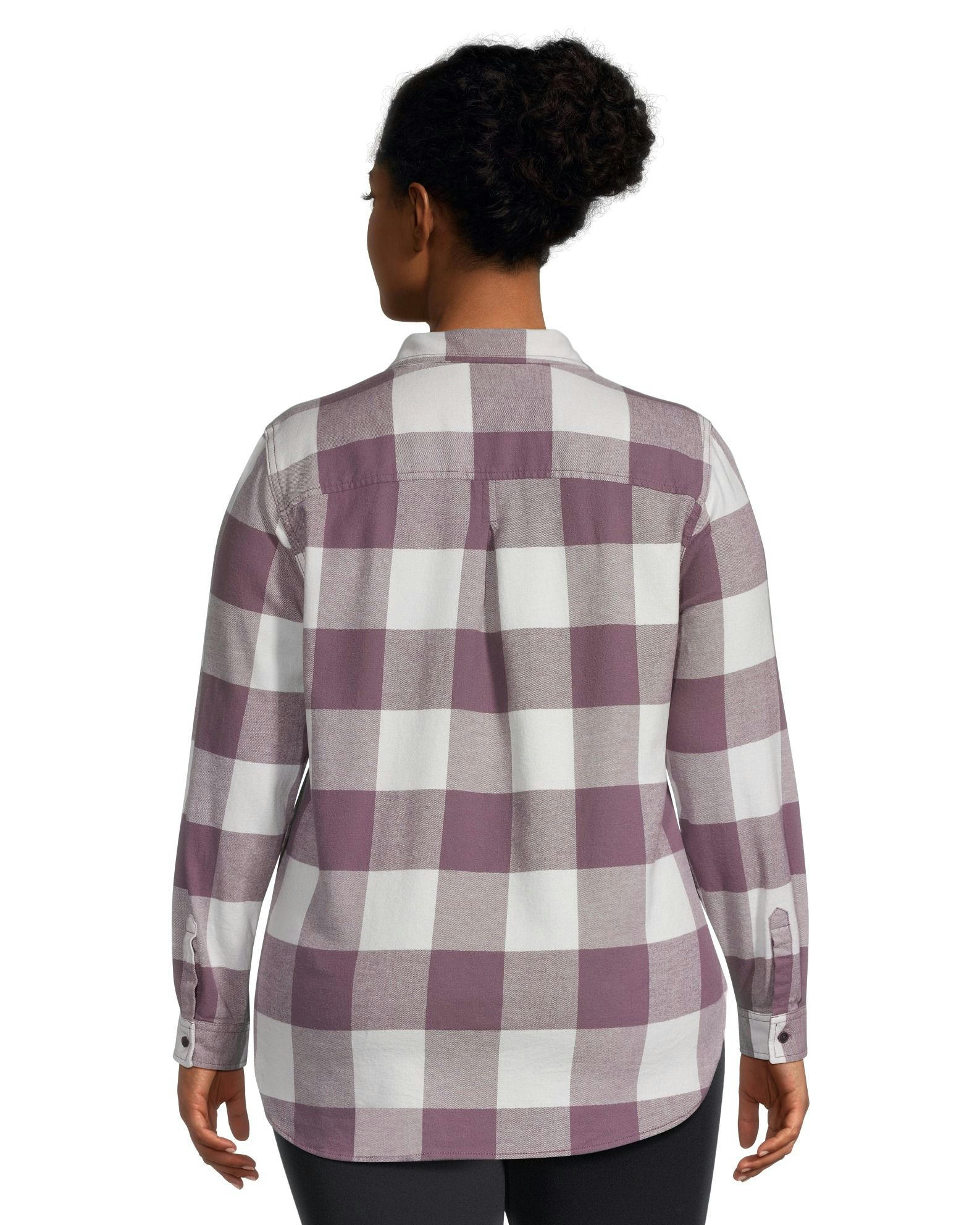 WindRiver Women's Semi-fit Long Sleeve Button Up Soft Brushed Stretch Flannel Shirt