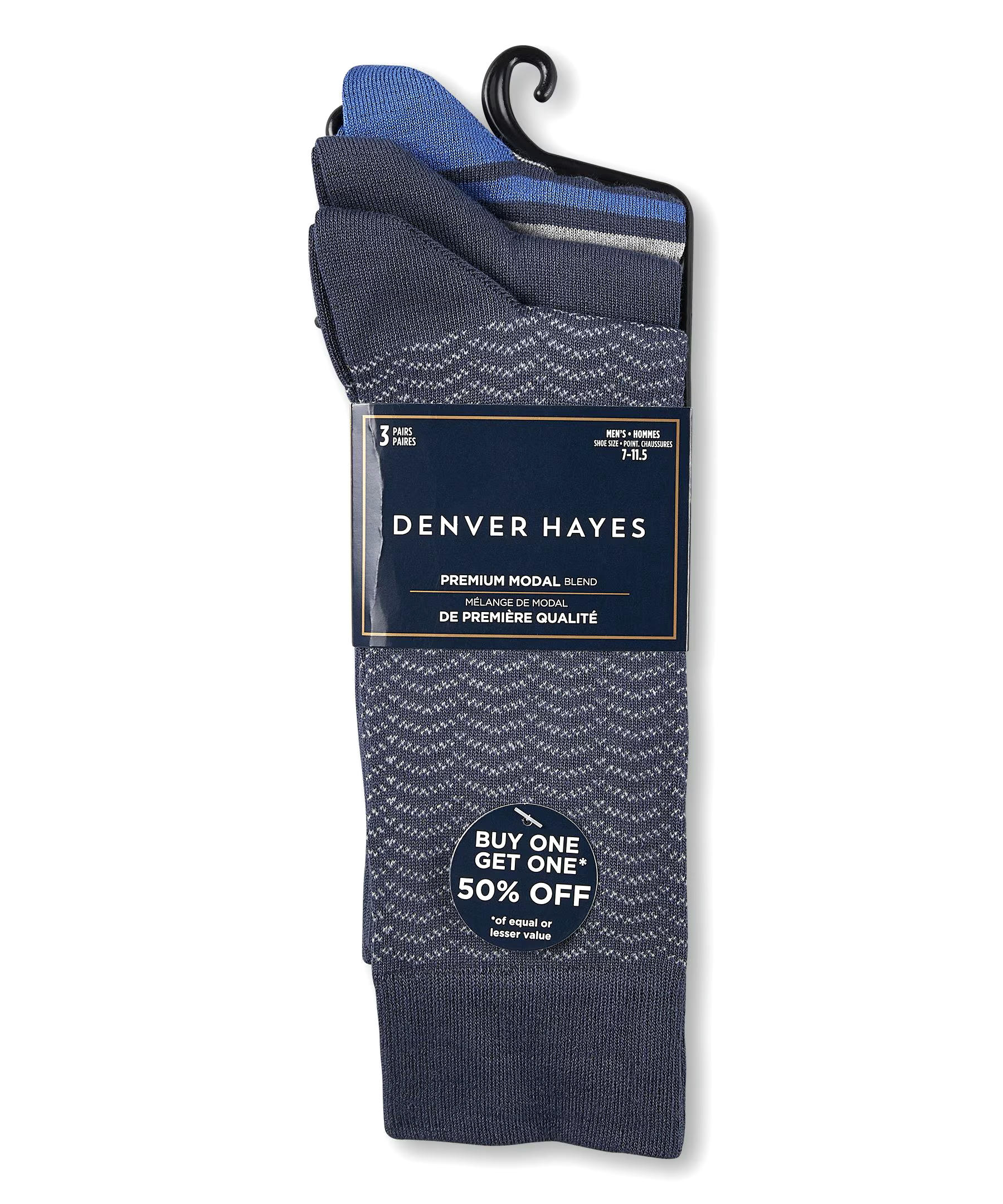 Denver Hayes Men's Casual Crew Socks, 3 Pack