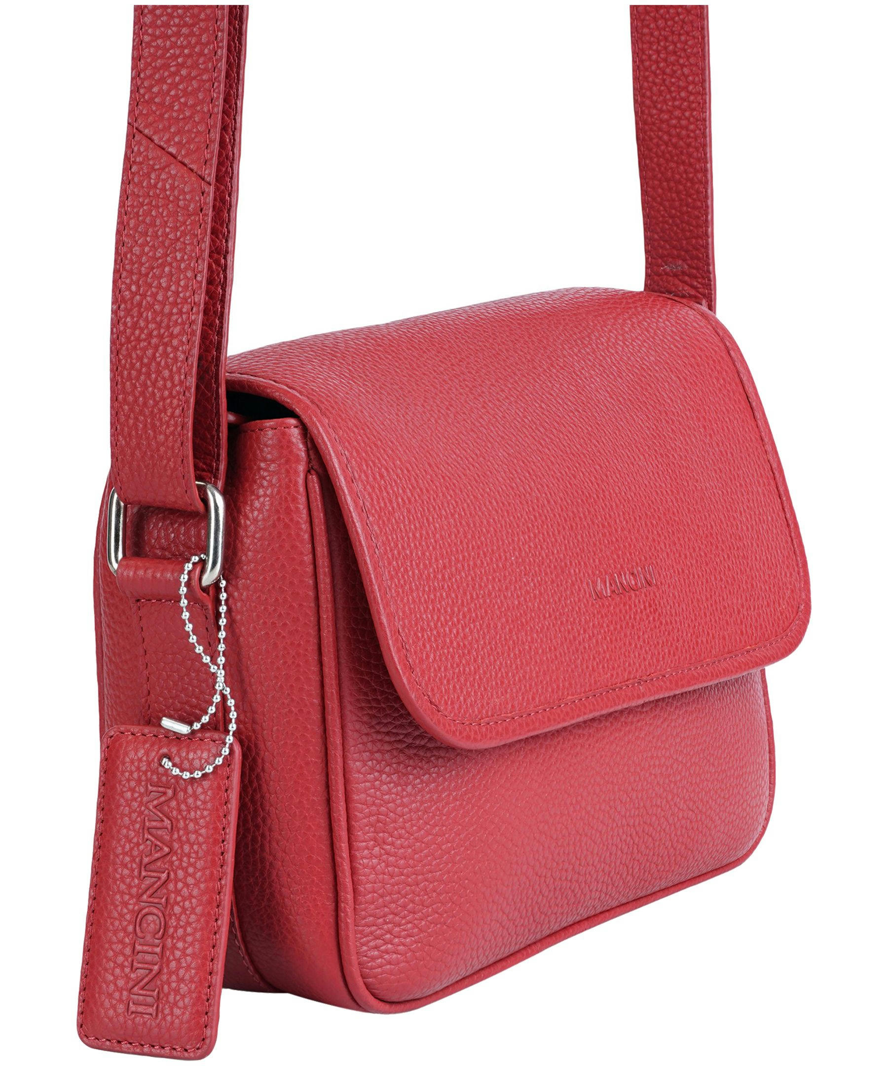 Mancini Leather Goods Women's Pebelled Kemberly Flap Closure Handbag