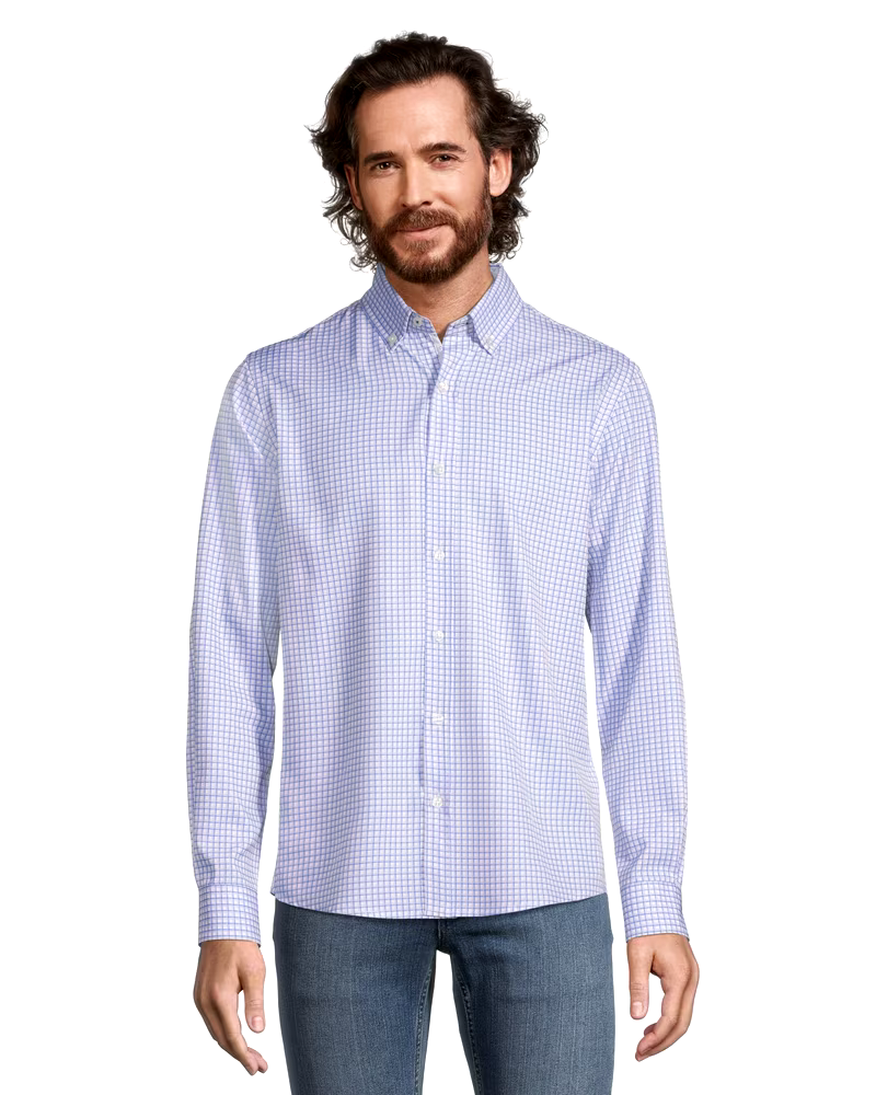 Denver Hayes Men's Hybrid 4-Way Stretch Long Sleeve Commuter Sport Shirt