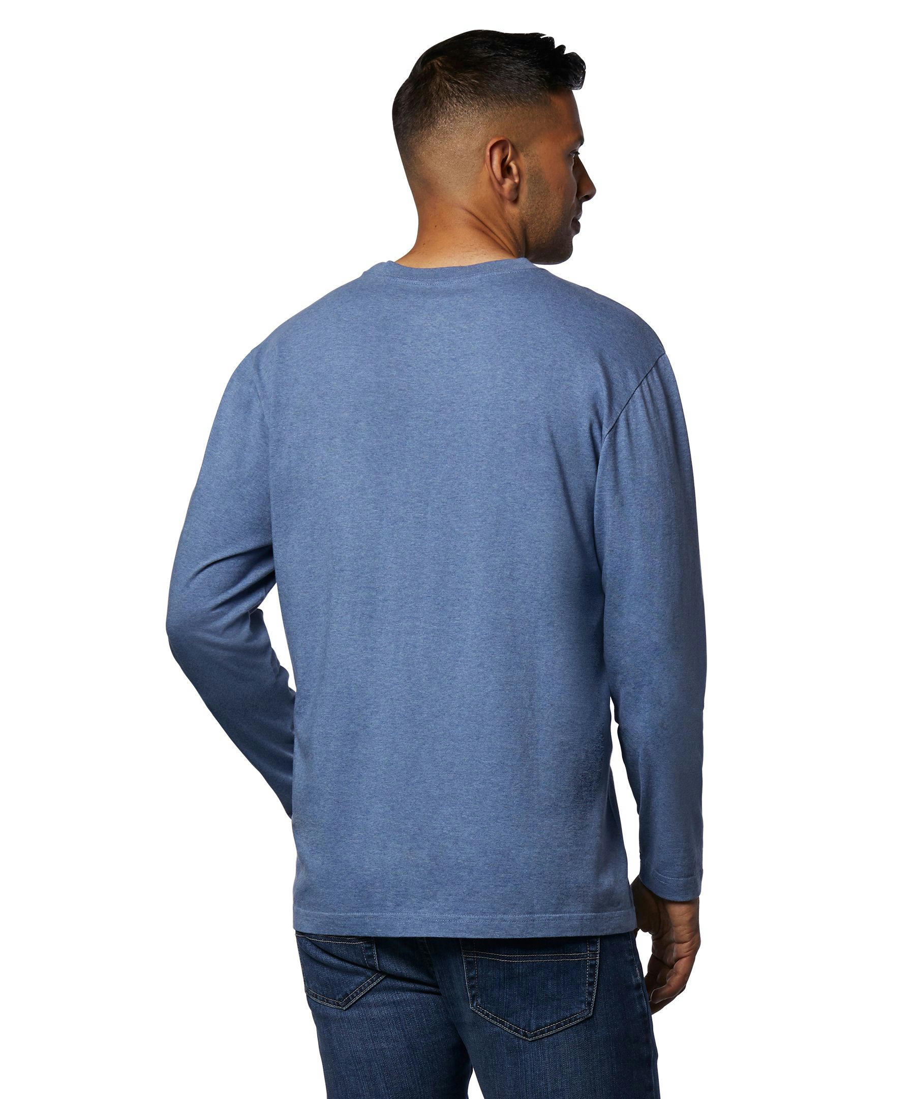 Denver Hayes Men's 50 Wash Long Sleeve Classic Fit Crew Neck T-Shirt