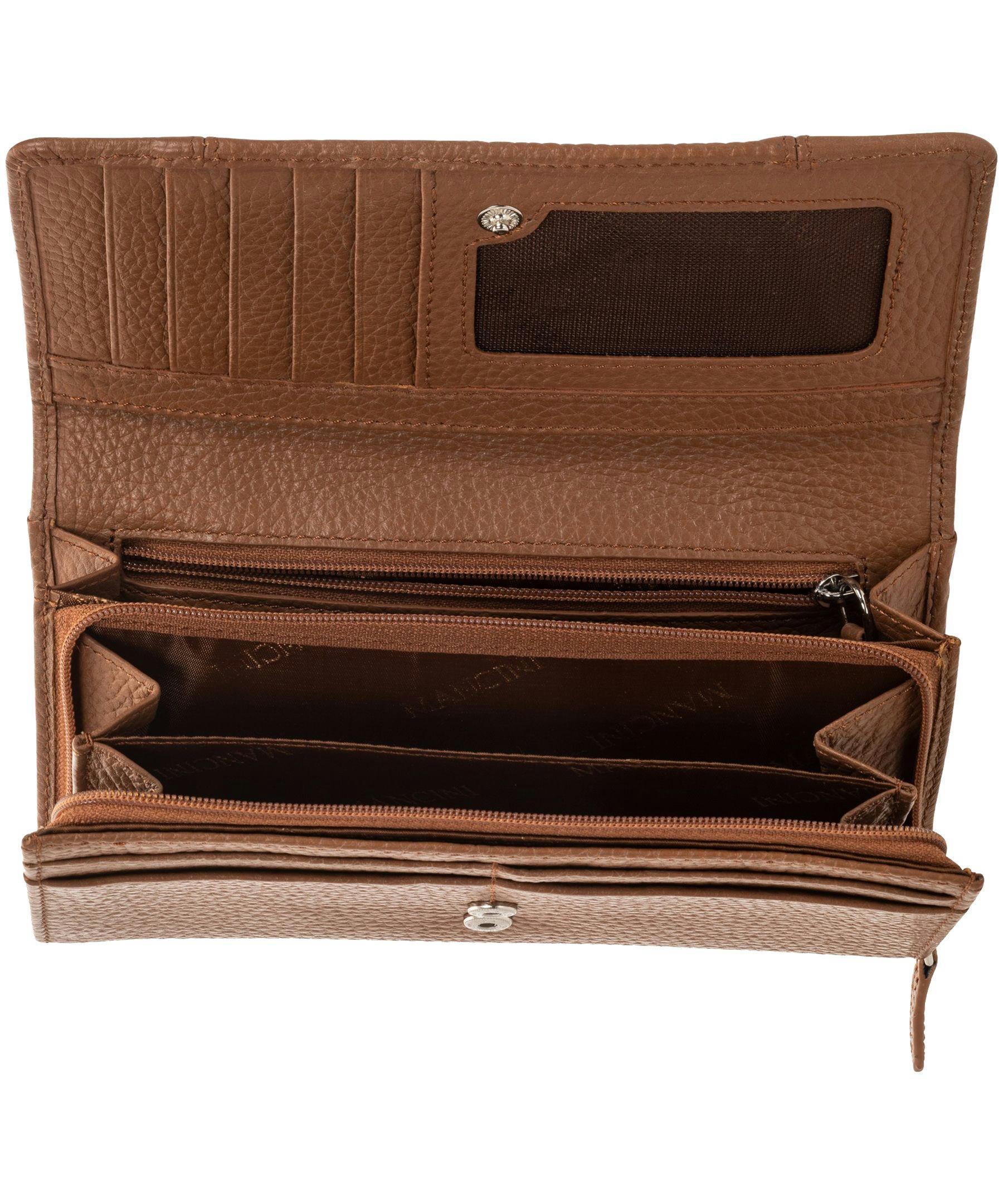 Mancini Leather Goods Women's Pebelled RFID Secure Medium Clutch Wallet