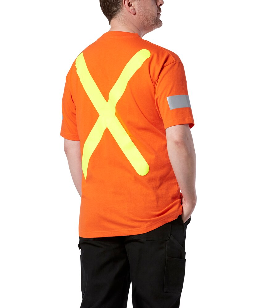 Viking Men's Safety Cotton T Shirt With Reflective Arm Striping -Orange